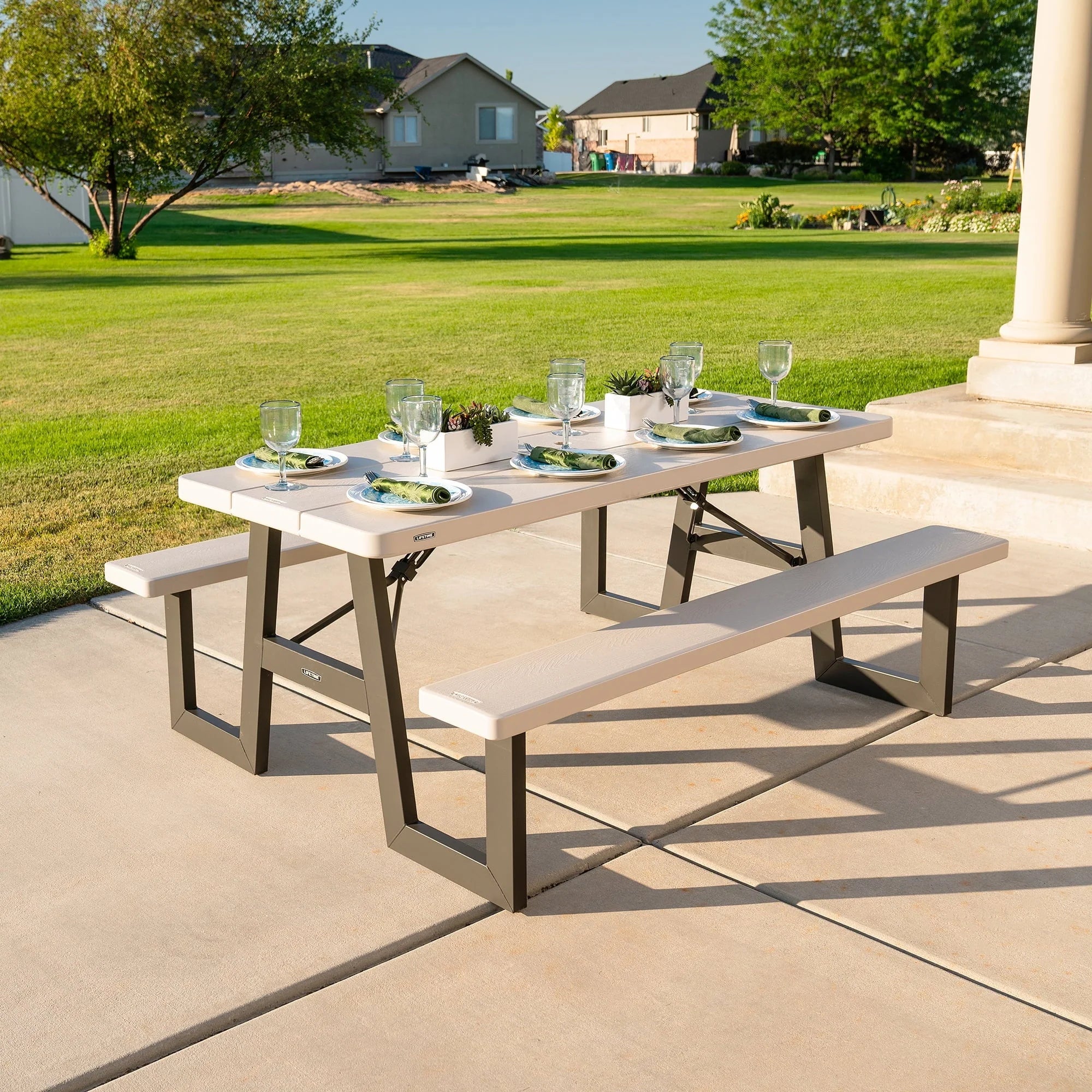 2026 New Lifetime 6-Foot W-Frame Desert Sand - HDPE Folding Picnic Table (60364) - Image 5