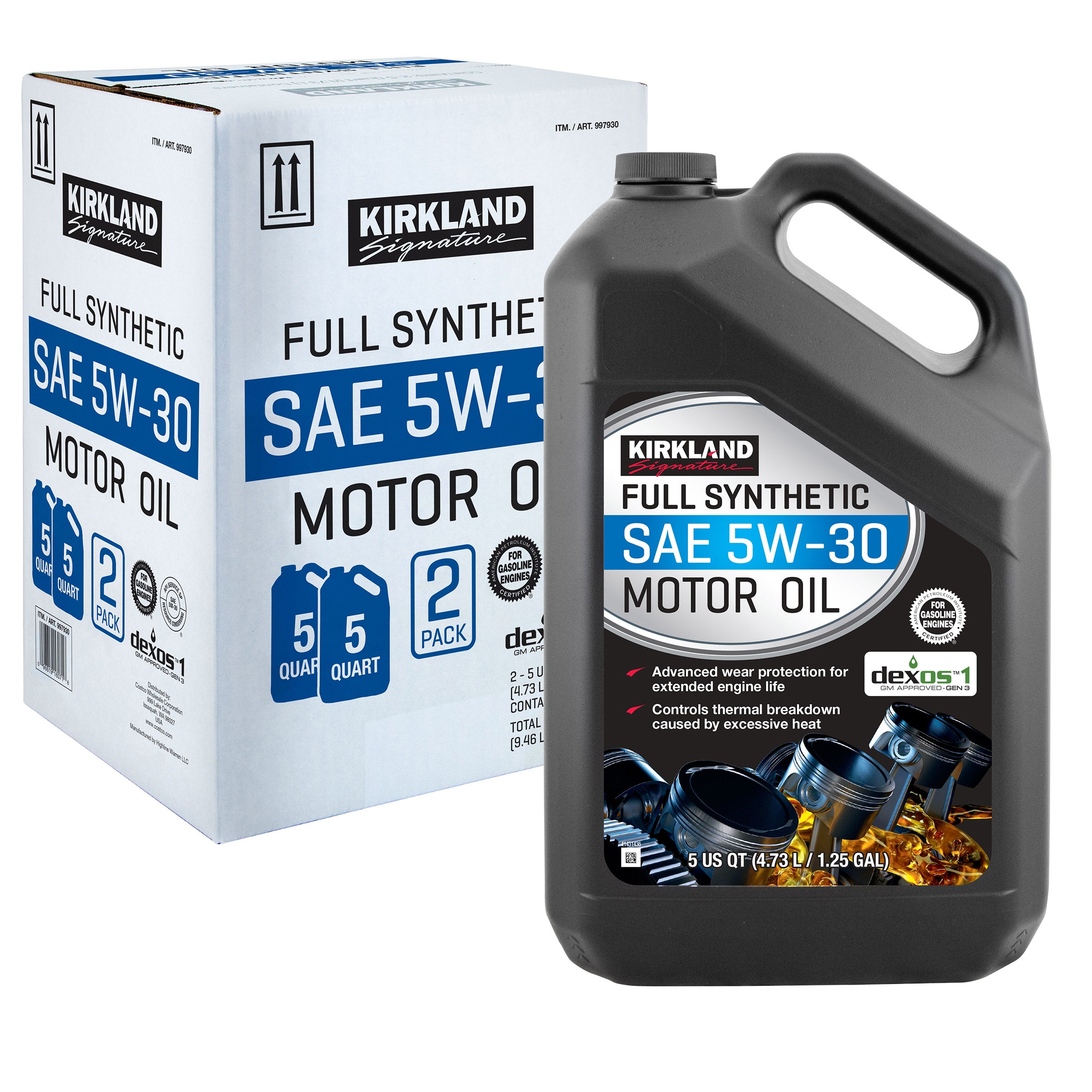 2026 New Kirkland Signature 5W-30 Full Synthetic and 5W-30 High Mileage Full Synthetic Motor Oil 5-Quart, 4-pack - Image 6