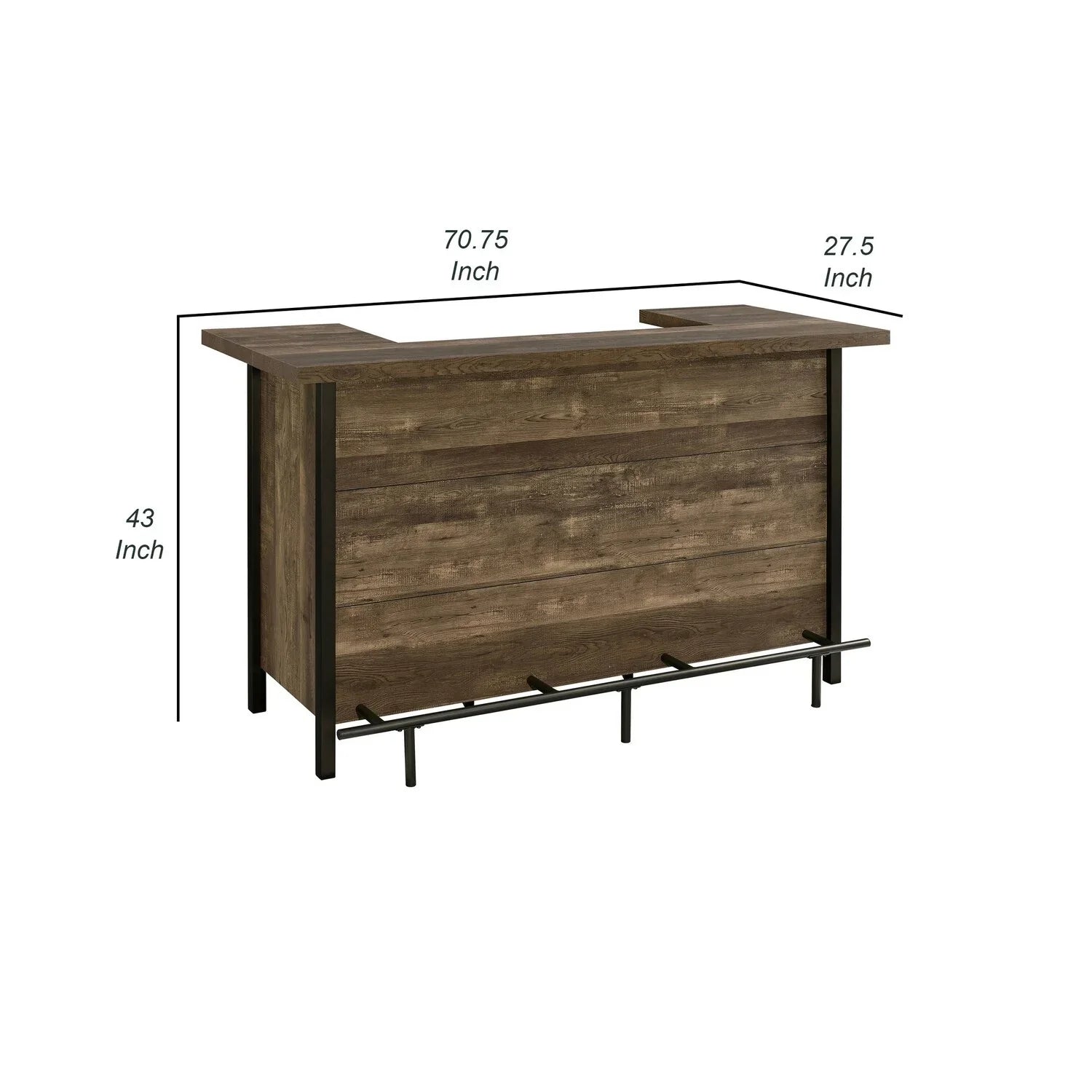 2026 New 71 Inch Rectangular Home Bar Serving Unit Storage Shelves 2 Tiers Brown - Image 6