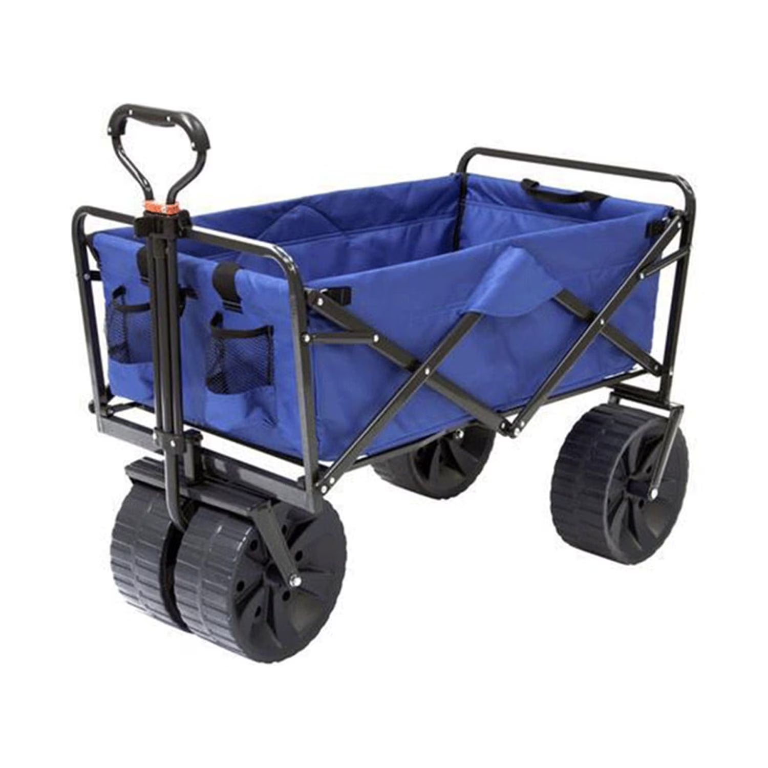 2026 New Mac Sports Heavy Duty Collapsible Folding All Terrain Utility Beach Wagon Cart, Blue/Black