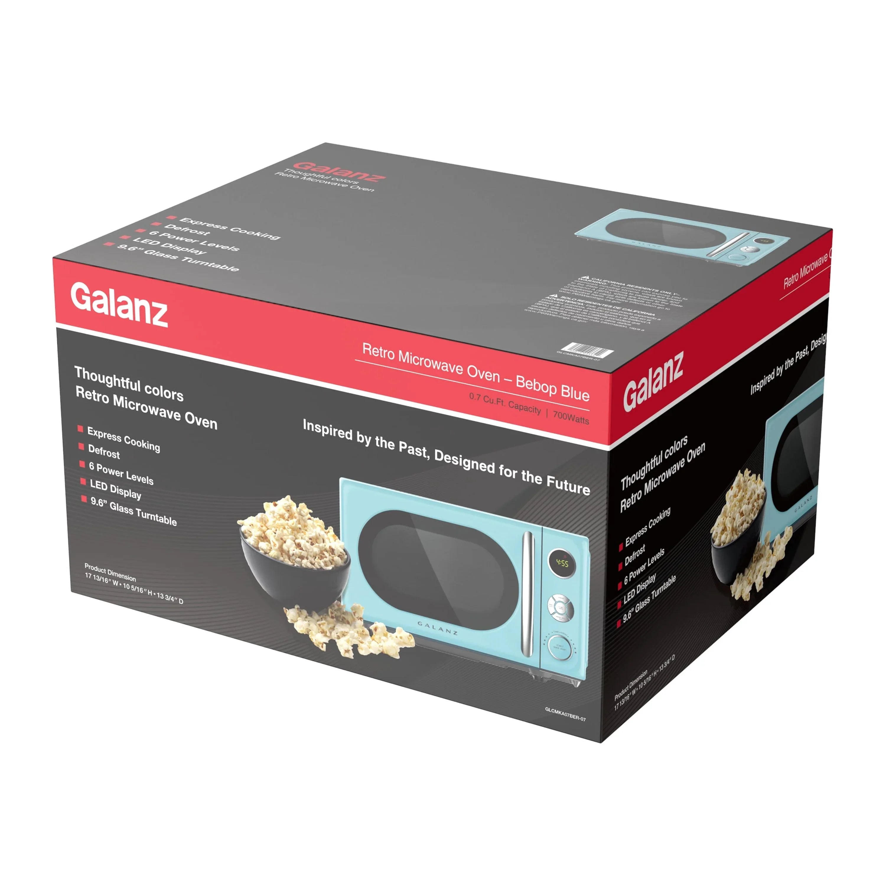 2026 New Galanz 0.7 Cu ft Retro Countertop Microwave Oven, 700 Watts, Blue, New - Image 12