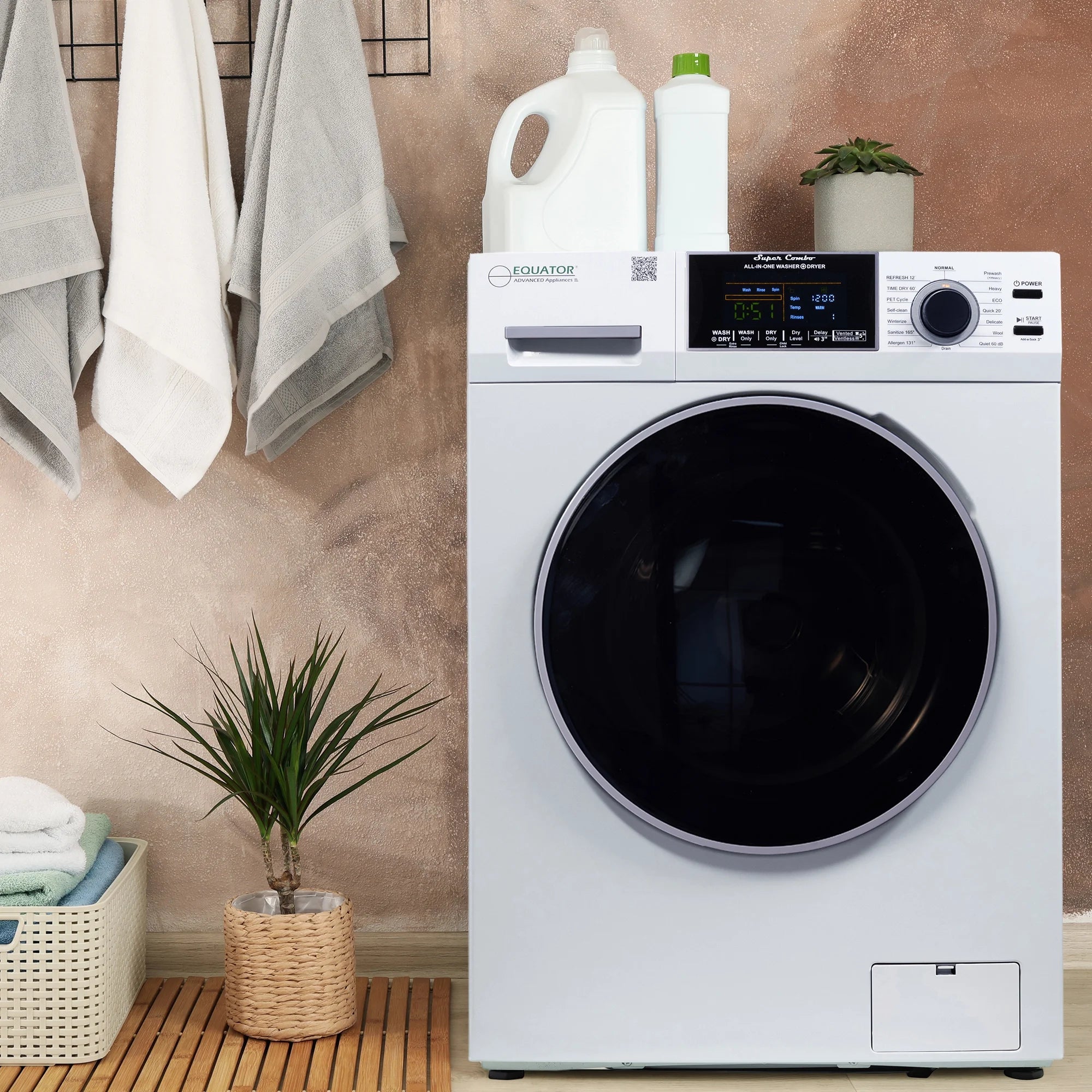 2026 New Equator Combination Washer Dryer Ventless/Vented Pet cycle 1.62cf/15lbs 110V with Adjustable legs - Image 5