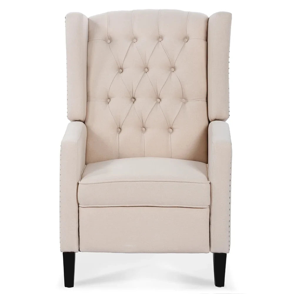 2026 New Triple Tree Modern Fabric Foam Wood Solid Print Nailhead Trim Accent Chair, Beige - Image 6