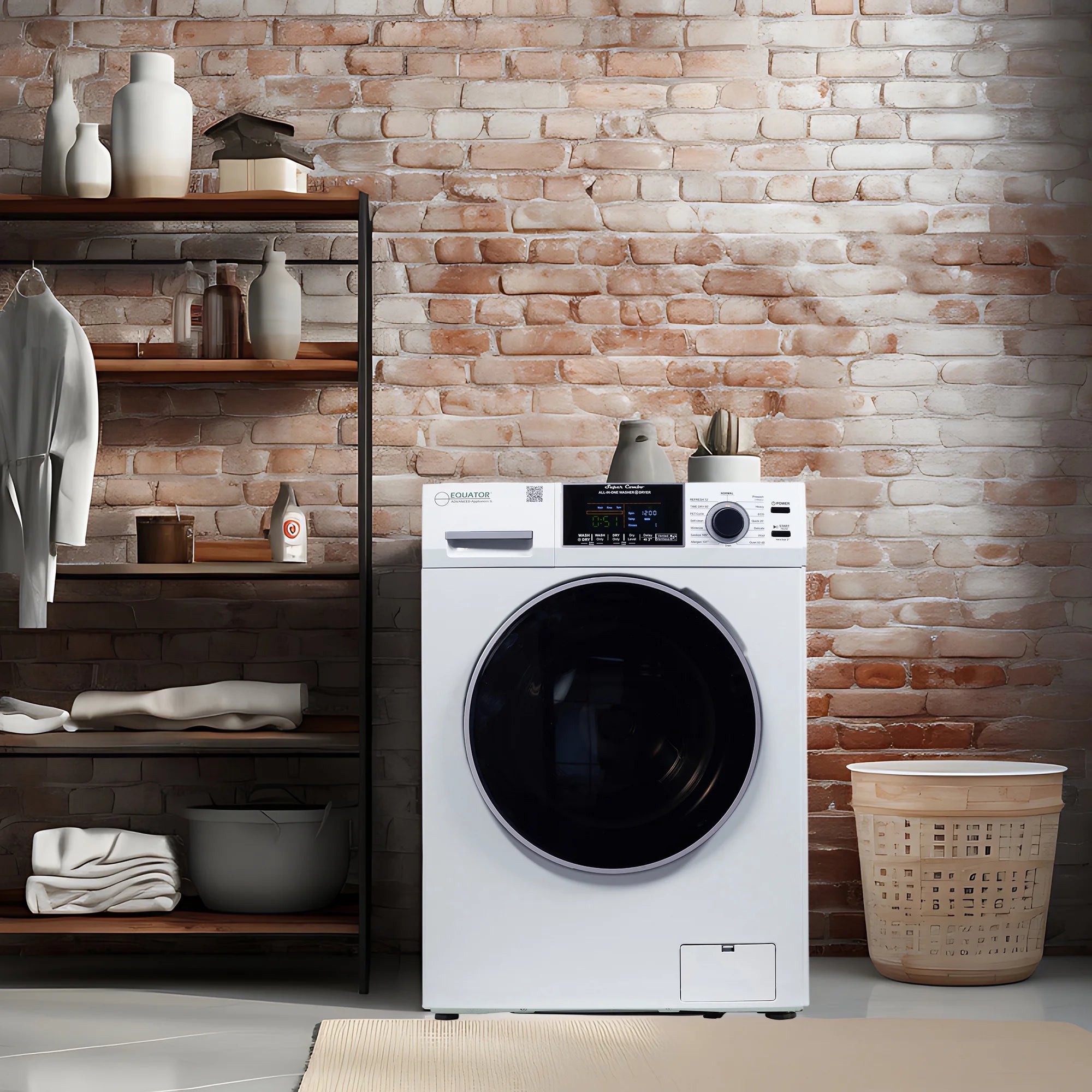 2026 New Equator Combination Washer Dryer Ventless/Vented Pet cycle 1.62cf/15lbs 110V with Adjustable legs - Image 12