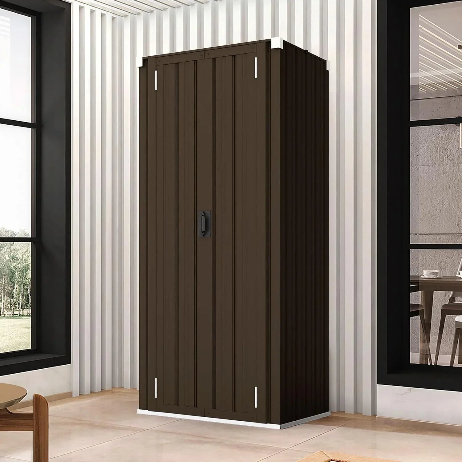 2026 New AECOJOY Outdoor Storage Cabinet for Garden & Patio, a Metal Organizer with Doors and Shelves in Gray - Image 13