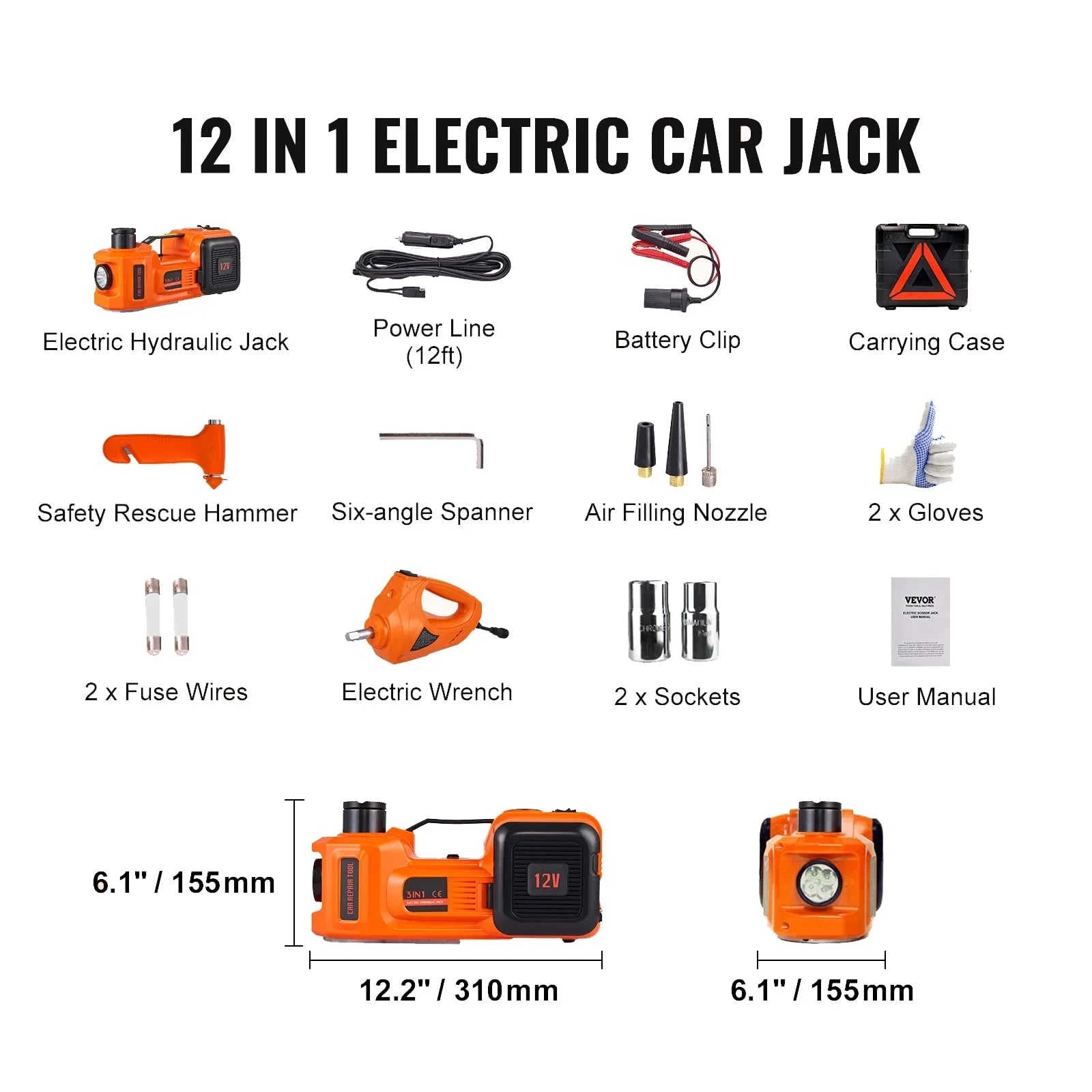 2026 New KFFKFF Electric Car Jack, 5 Ton Capacity Hydraulic Lift with Electric Wrench, Compact Vehicle Elevator with Integrated Air Pump and LED for SUVs, MPVs, Sedans, and Trucks, Tire Change and Repair - Image 3