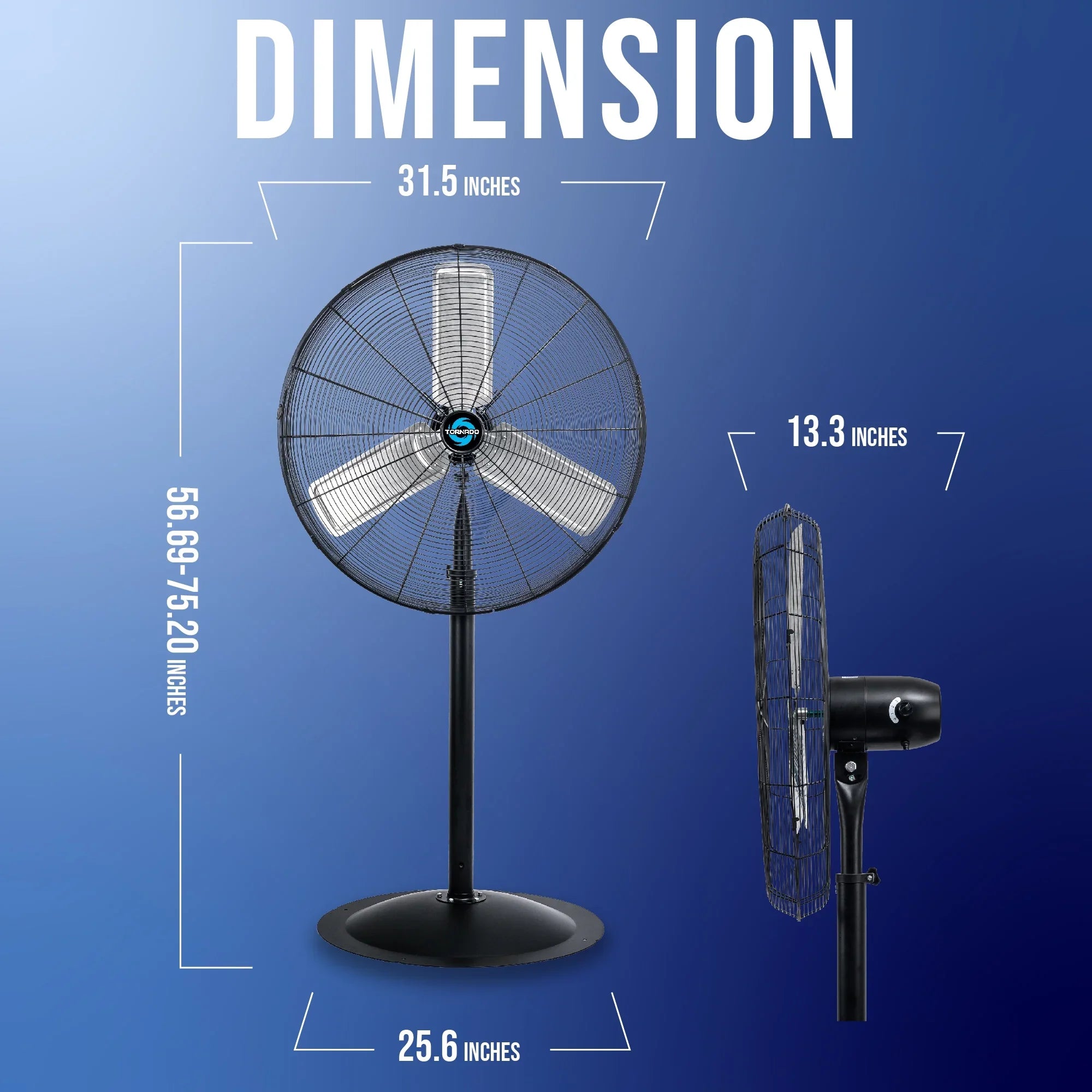 2026 New Tornado - 20 Inch High Velocity Metal Oscillating Pedestal Fan - Commercial, Industrial Use Water-Resistant - Image 35