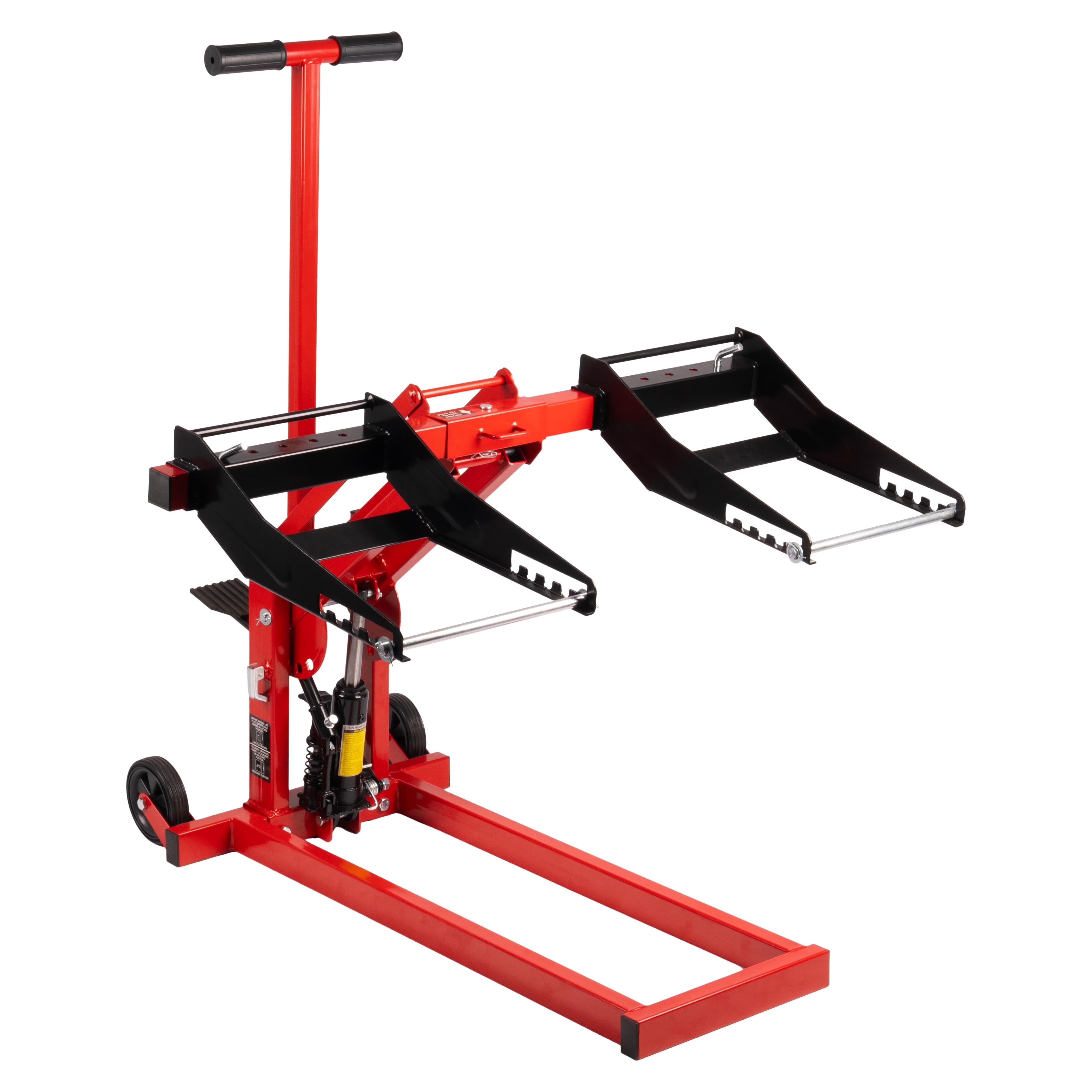 2026 New 300lb Capacity, Adjustable Riding Lift Jack Heavy Duty Construction with Safety Lock, Non-Slip Wheels&Handle for Tractors, Atvs and Zero Turn Lawn Mowers