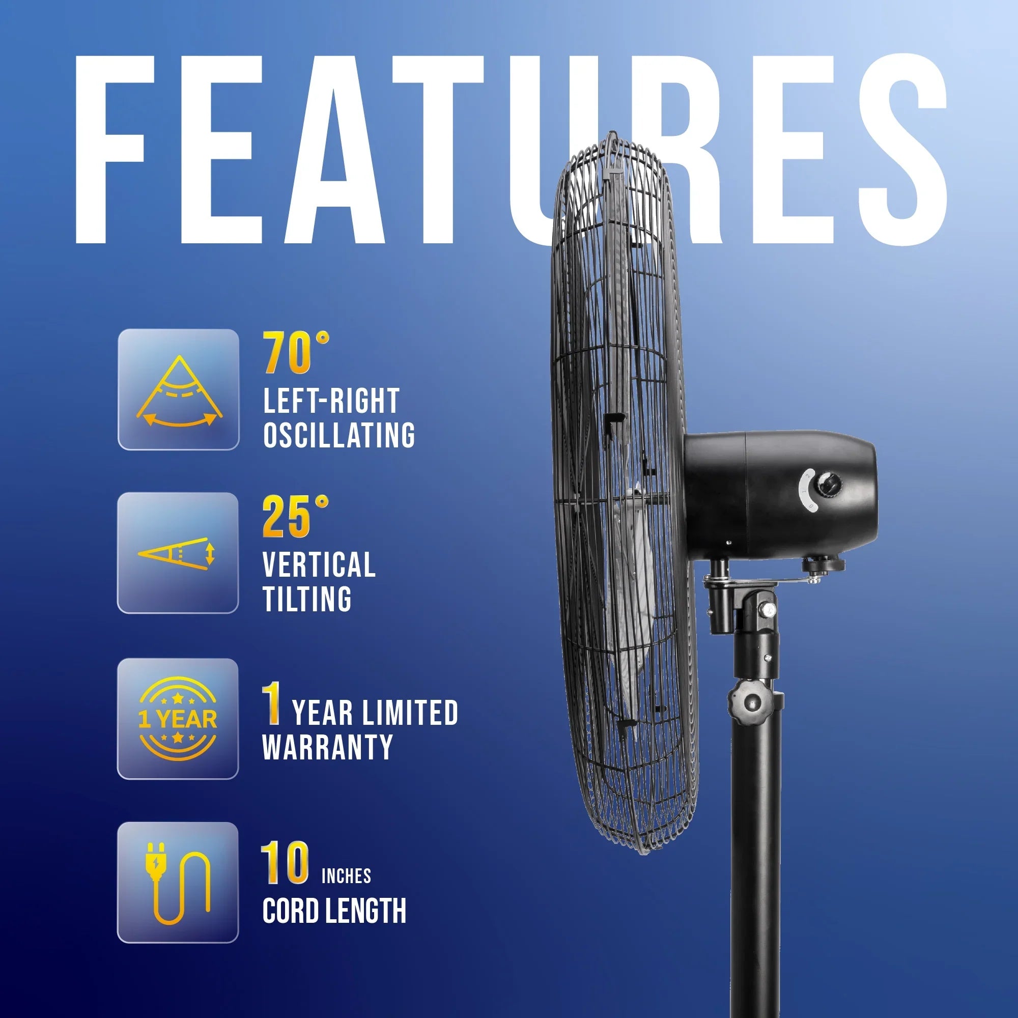 2026 New Tornado - 20 Inch High Velocity Metal Oscillating Pedestal Fan - Commercial, Industrial Use Water-Resistant - Image 29