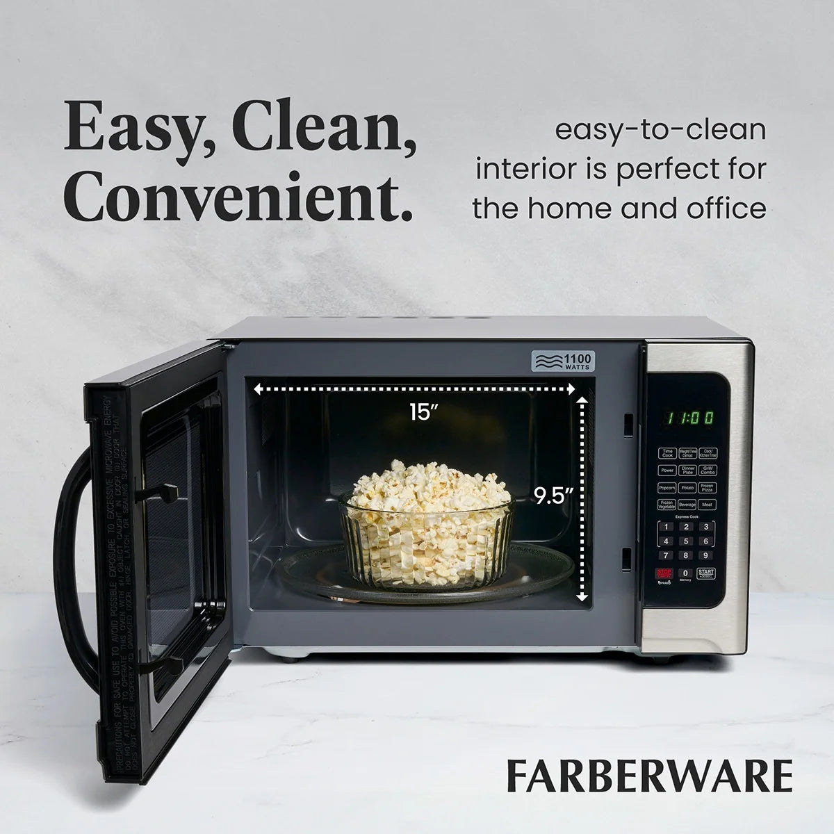 2026 New Farberware Professional 1.2 Cu. Ft. 1000-Watt Microwave Oven with Sensor Cooking, Stainless Steel/Black Body Wrap - Image 12