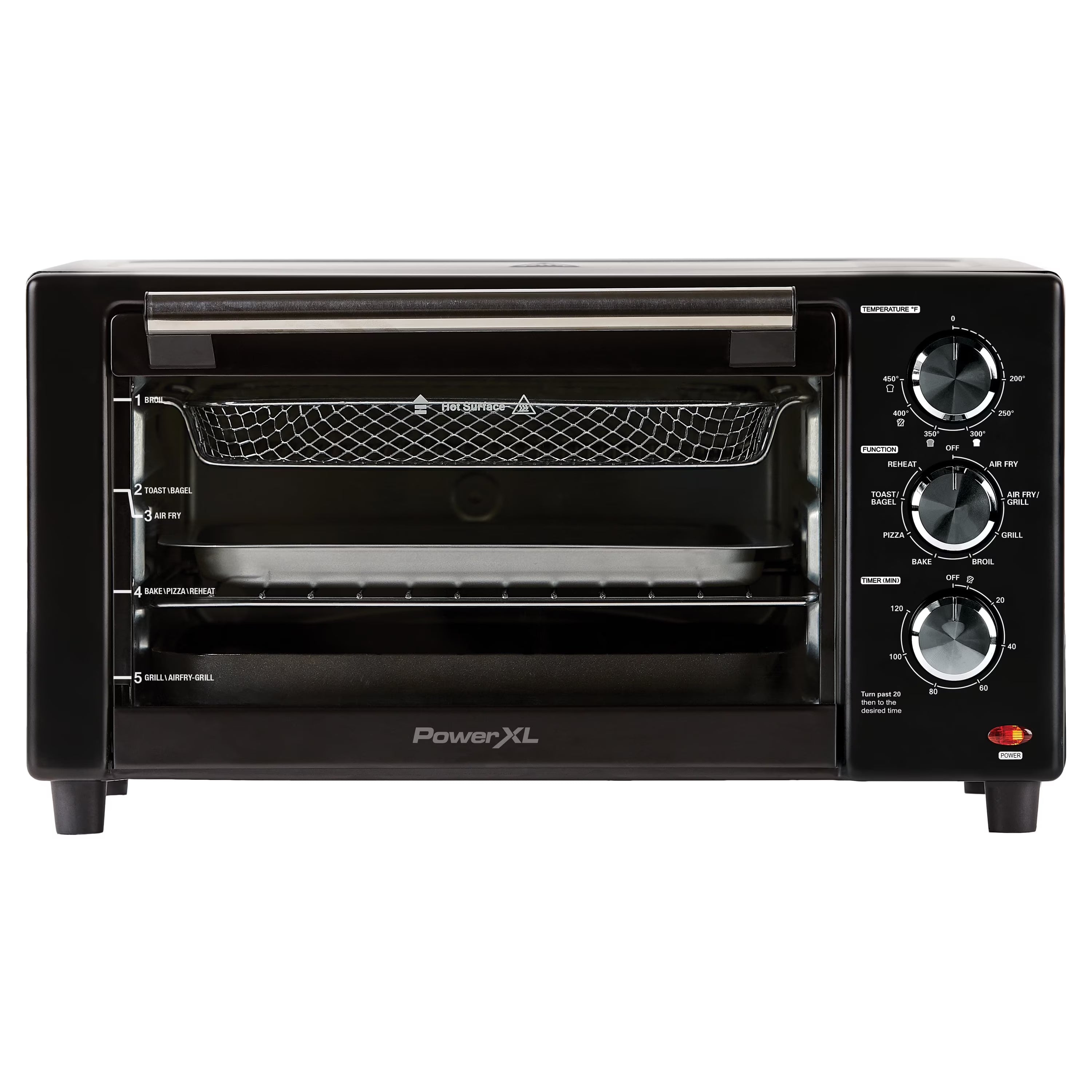 2026 New PowerXL Air Fryer Grill Plus Toaster Oven with Air Fry, 8 Functions, Black, 1500 W