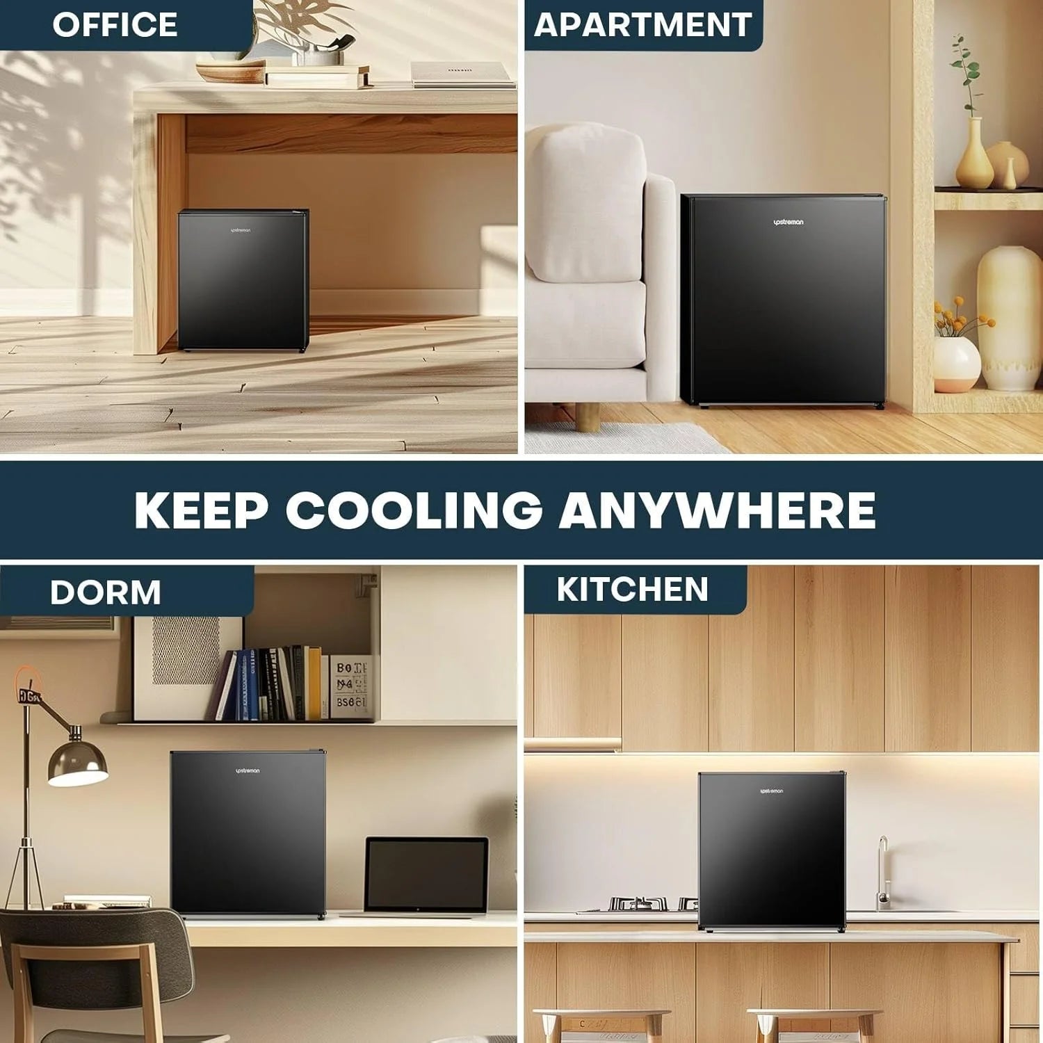 2026 New Upstreman 1.6 Cu.ft Single Door Mini Fridge with Freezer, Small Compact Refrigerator with Reversible Door for Apartment Dorm Office Bedroom RV, FR16 Black - Image 8