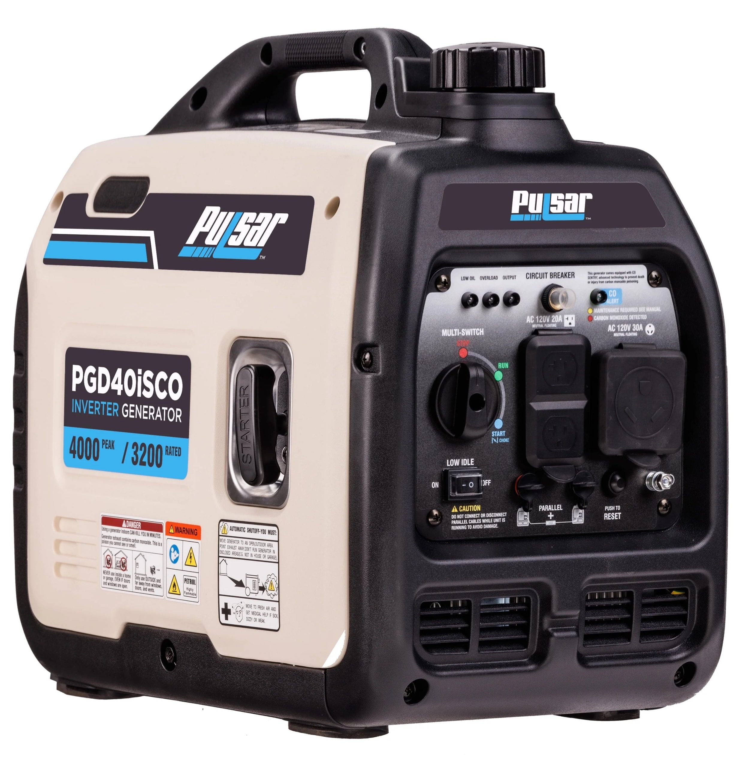 2026 New Pulsar 4000-Watt Super Quiet Gas Powered Inverter Generator with CO Sentry