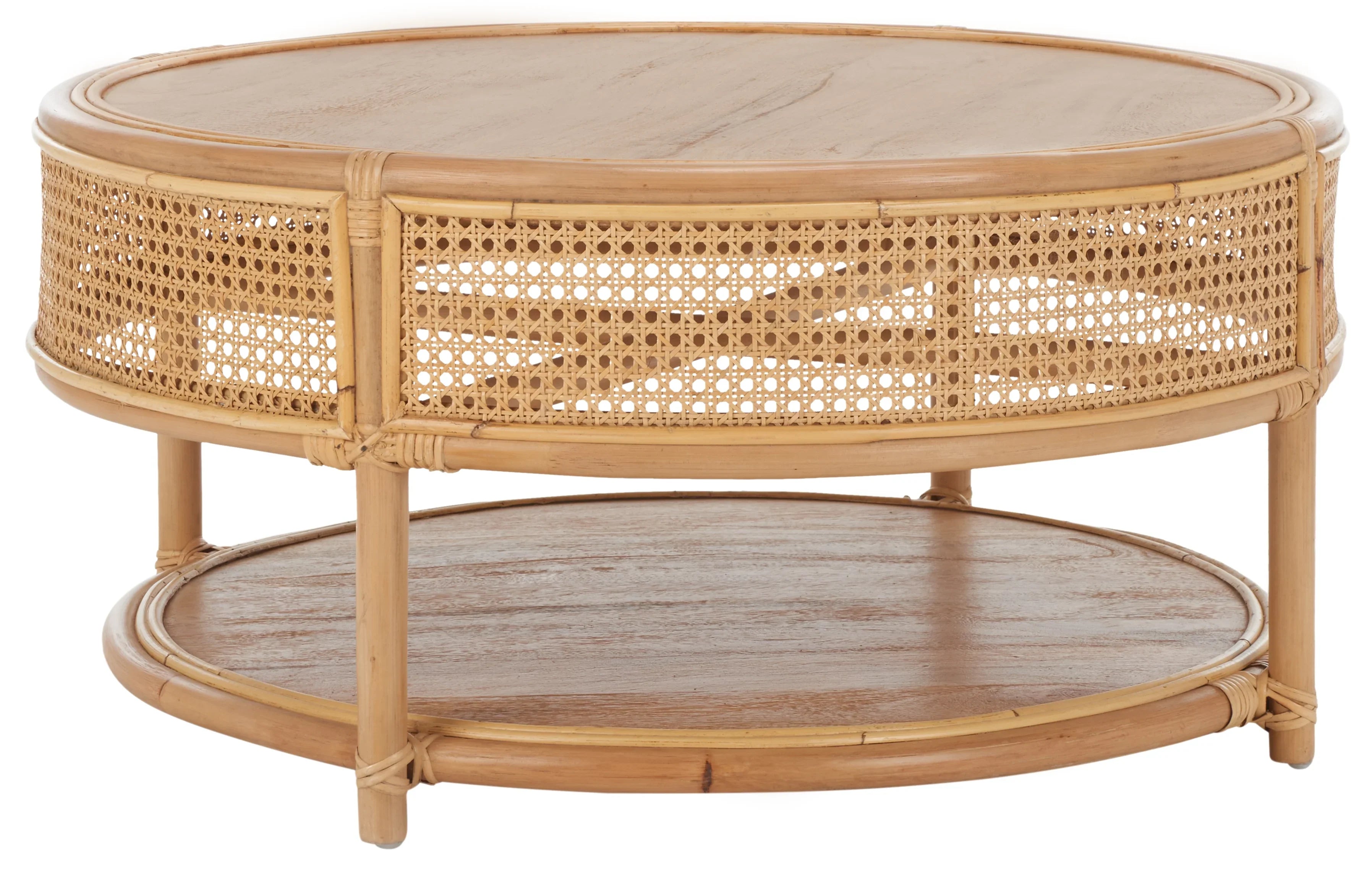 2026 New SAFAVIEH Modern Round Rattan Coffee Table, Natural - Image 5