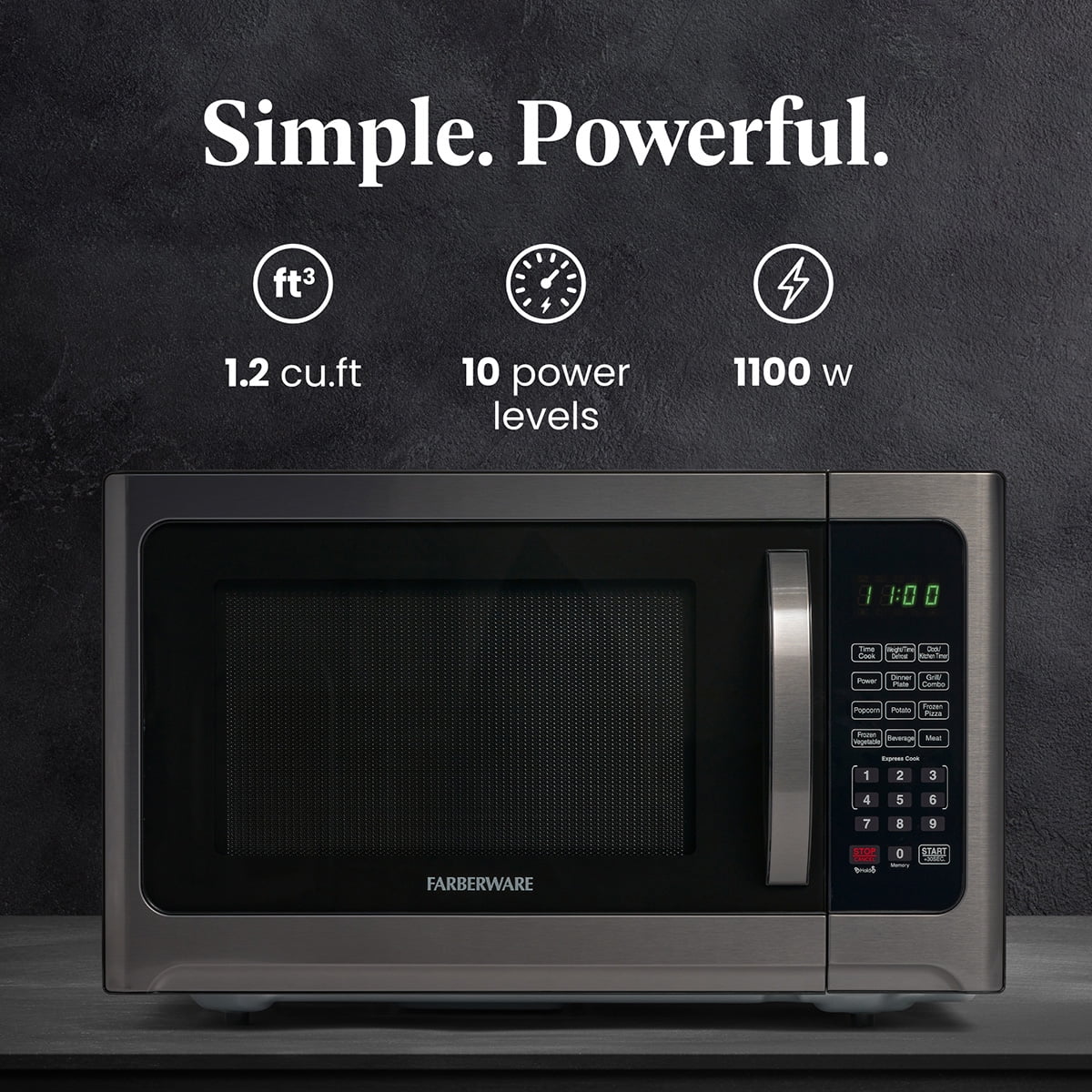 2026 New Farberware Professional 1.2 Cu. Ft. 1000-Watt Microwave Oven with Sensor Cooking, Stainless Steel/Black Body Wrap - Image 16