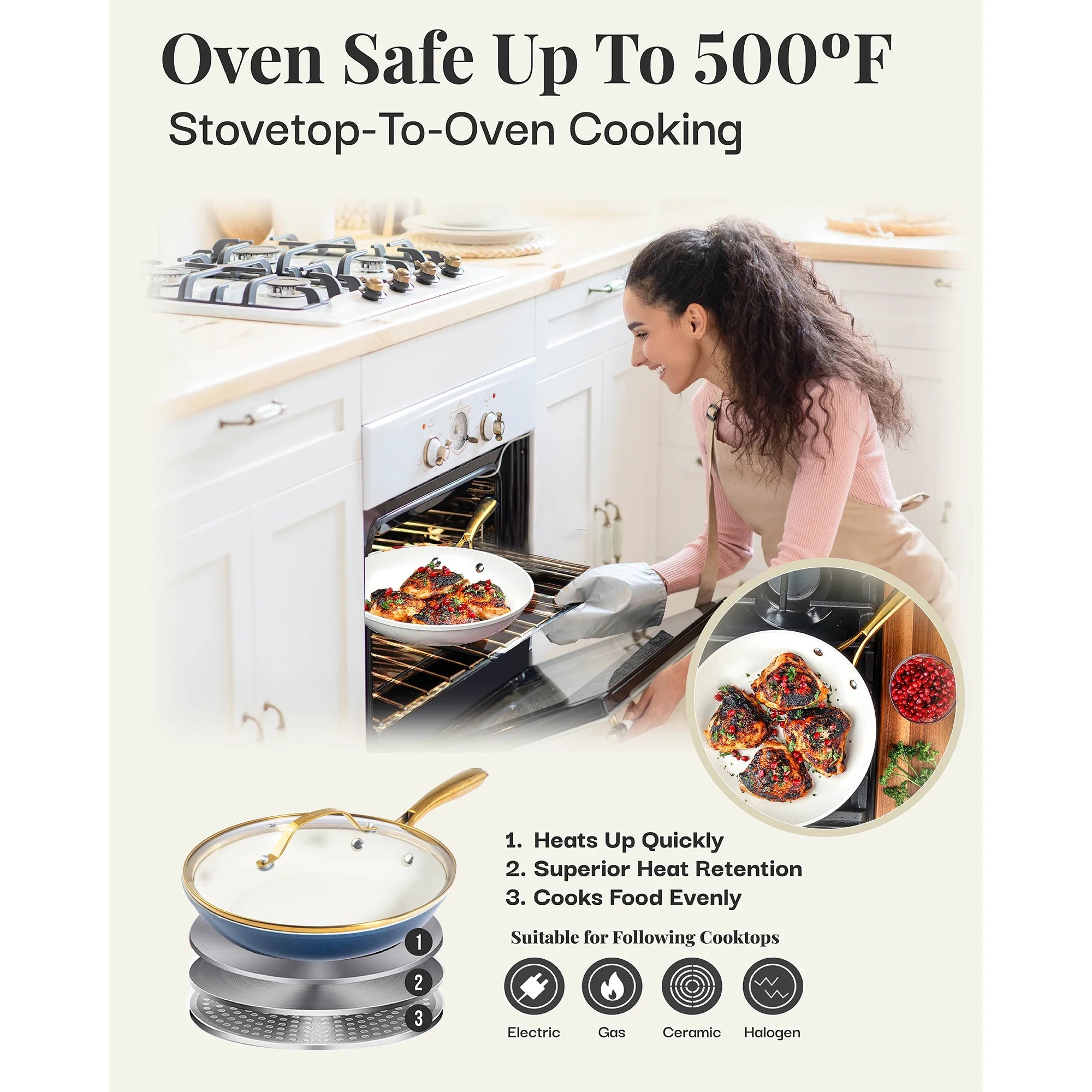 2026 New Gotham Steel 15 Pc Ceramic Cookware Set Nonstick, Ceramic Pots and Pans Set Non Stick with Steamer & Cooking Utensils, Non Toxic, Premium Stay Cool Handles, Oven & Dishwasher Safe, Blue - Image 8