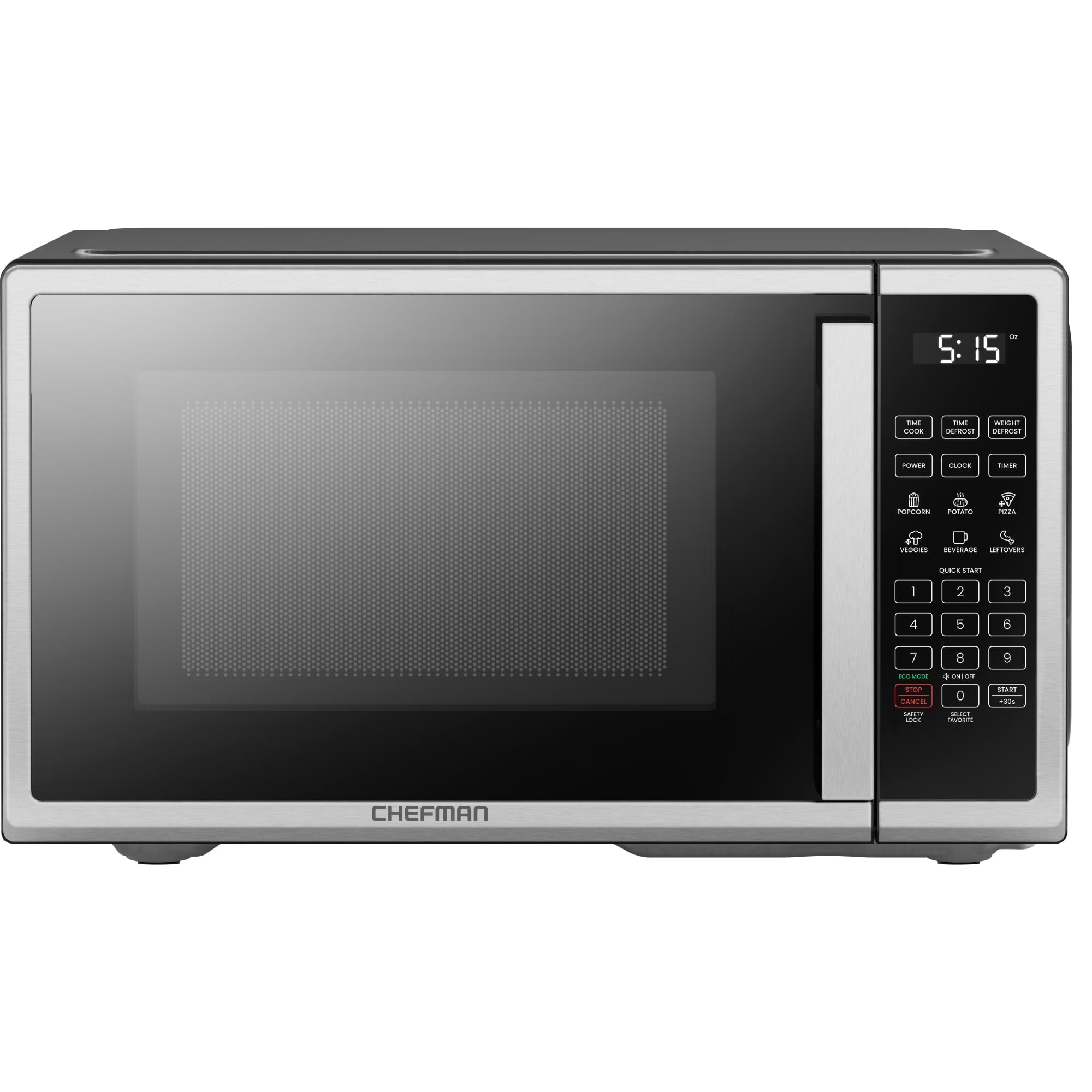 2026 New Chefman 0.9 Cu ft Countertop Microwave Oven, 900 Watts - Stainless Steel
