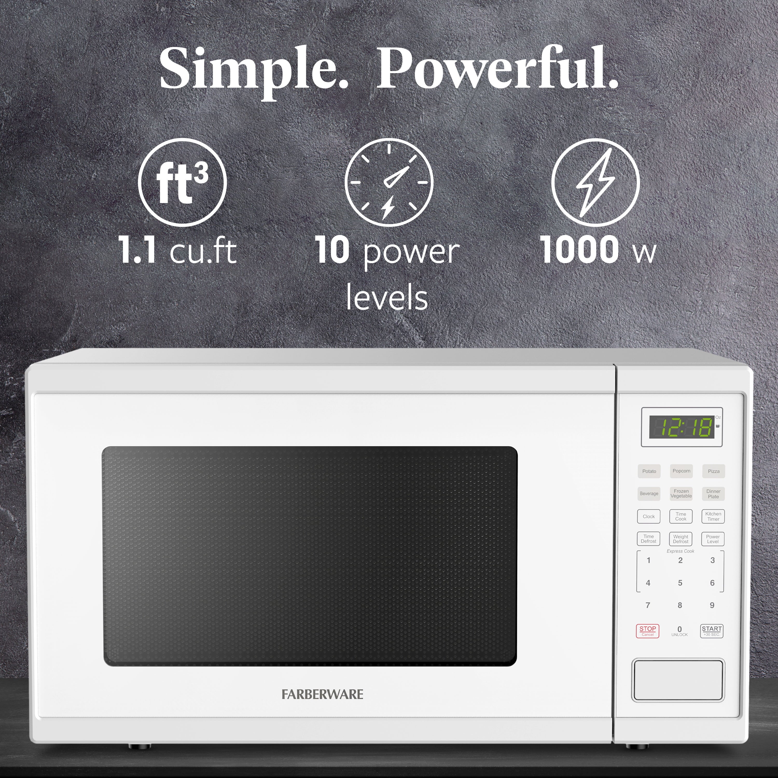 2026 New Farberware Countertop Microwave Ov 1100 Watts, 2.2 cu ft - Smart Sensor With LED Lighting and Child Lock - Perfect for Apartments and Dorms - Easy Clean Black Interior, Stainless Steel - Image 36
