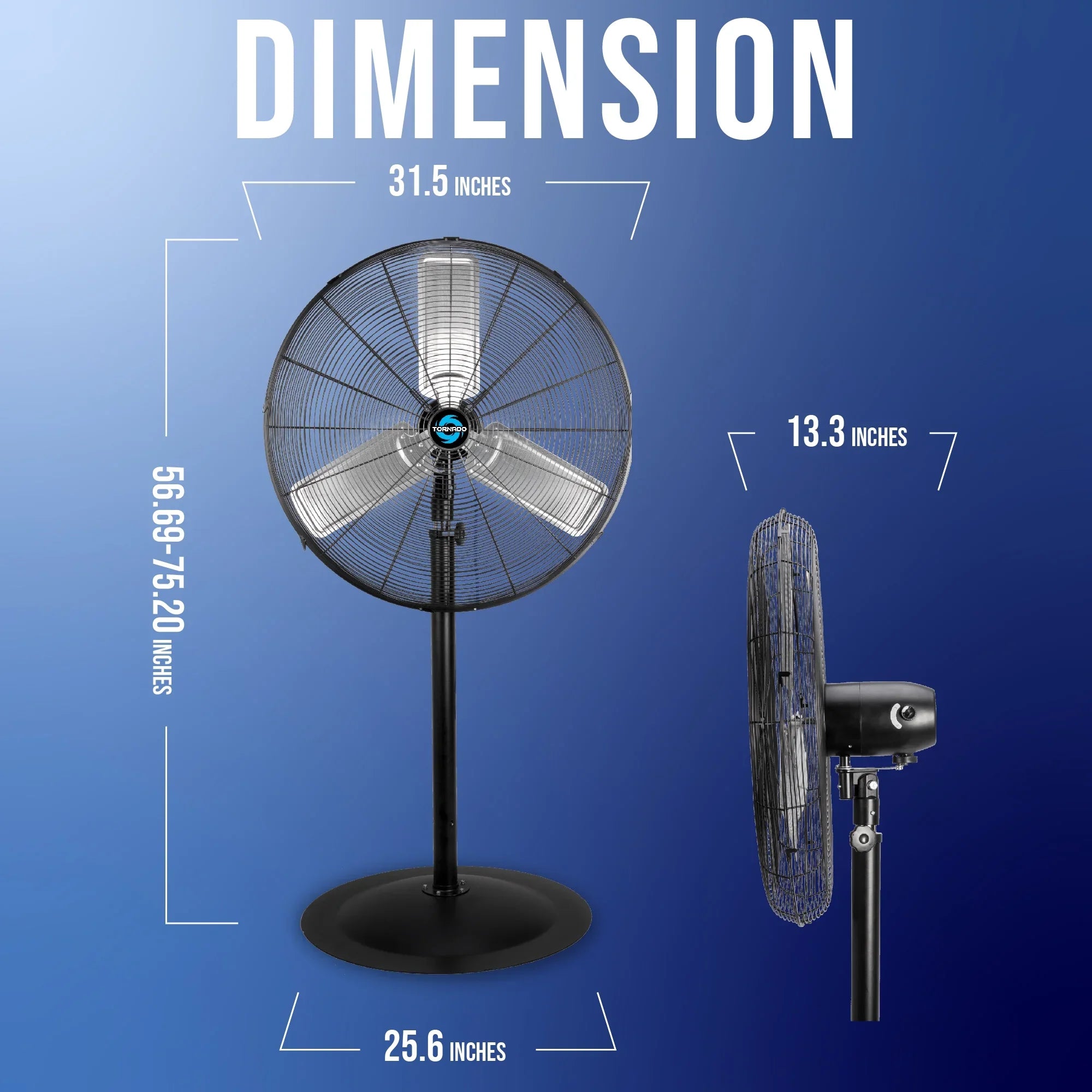 2026 New Tornado - 20 Inch High Velocity Metal Oscillating Pedestal Fan - Commercial, Industrial Use Water-Resistant - Image 34