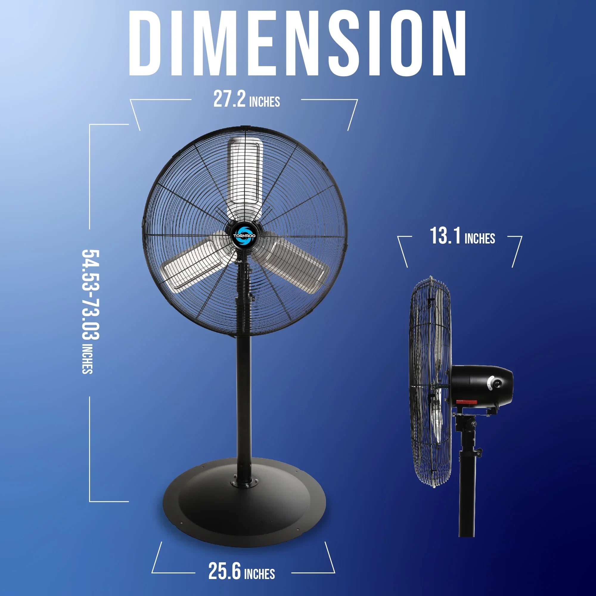2026 New Tornado - 20 Inch High Velocity Metal Oscillating Pedestal Fan - Commercial, Industrial Use Water-Resistant - Image 23