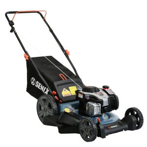 2026 New SENIX Gas Lawn Mower, 21-Inch, 140 cc 4-Cycle Briggs & Stratton Engine, 3-In-1 Push Lawnmower, 6-Position Height Adjustment with 11-Inch Rear Wheels, LSPG-M7, Blue