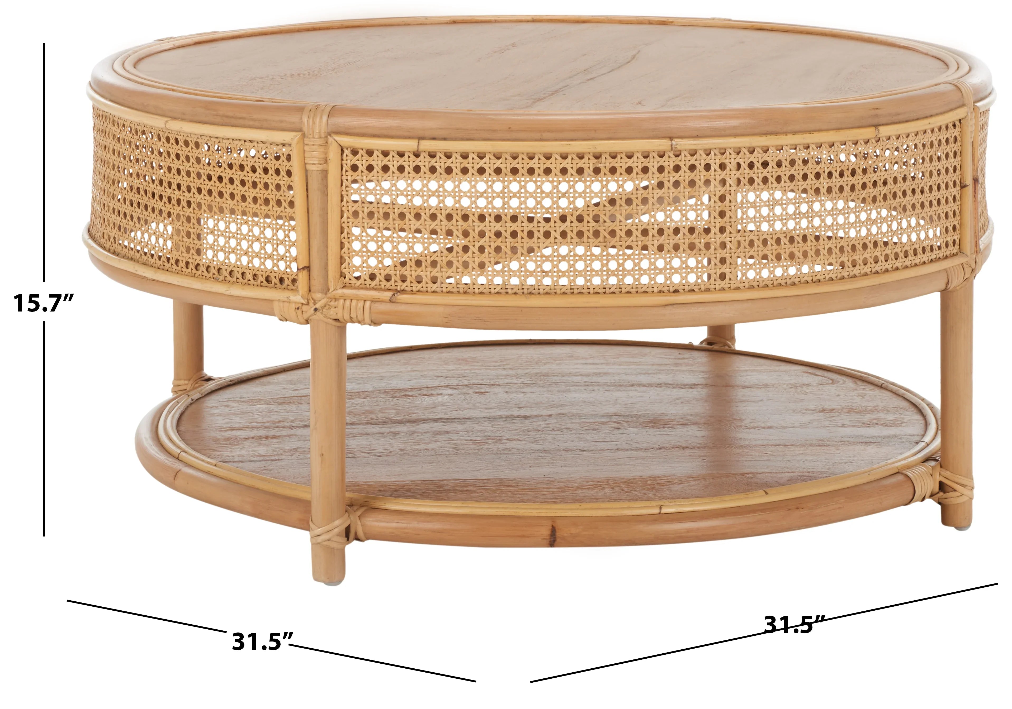 2026 New SAFAVIEH Modern Round Rattan Coffee Table, Natural - Image 4