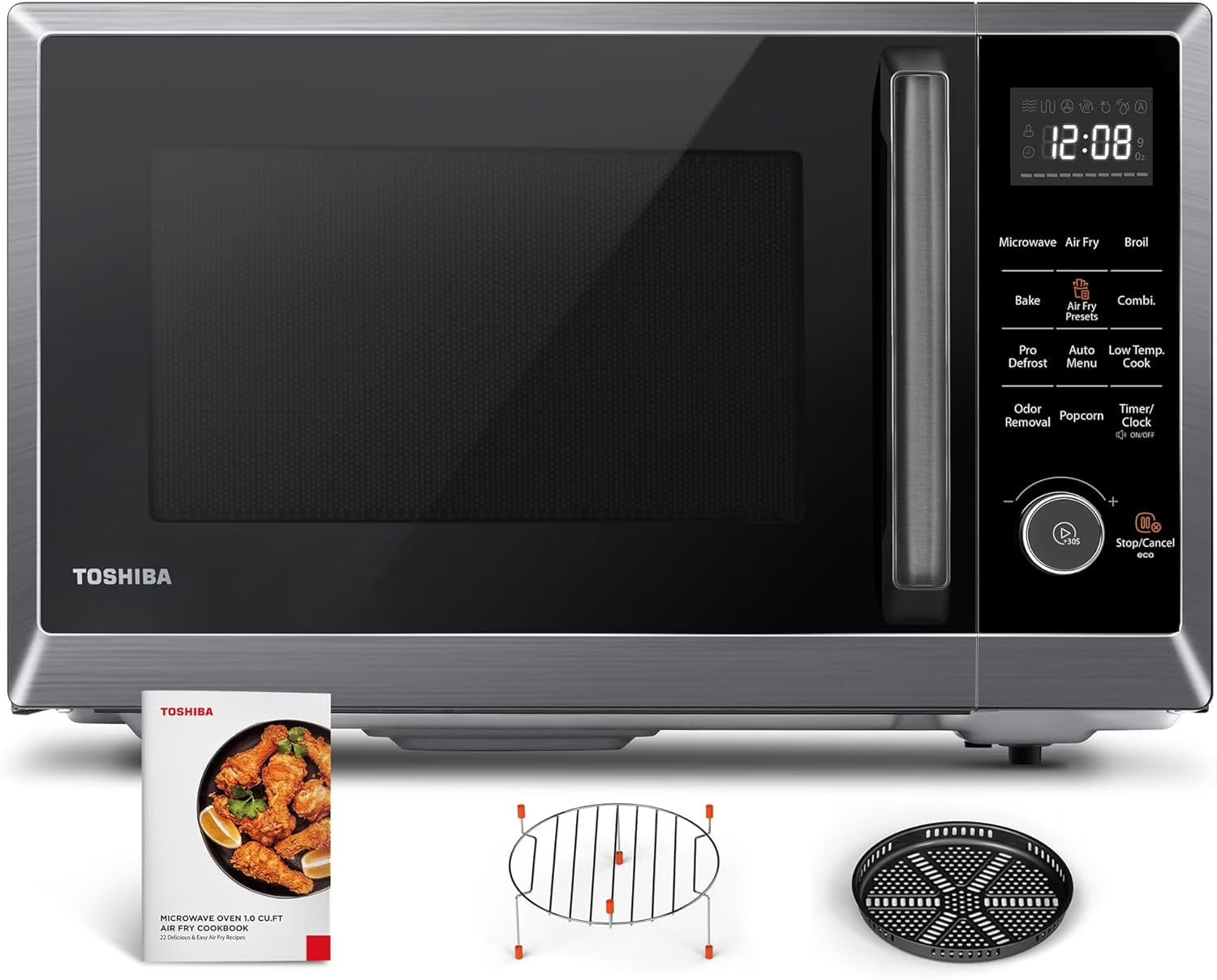 2026 New TOSHIBA 8-in-1 Countertop Microwave Oven with Air Fryer, Convection, Child-Lock, 1.0 Cu Ft, Black