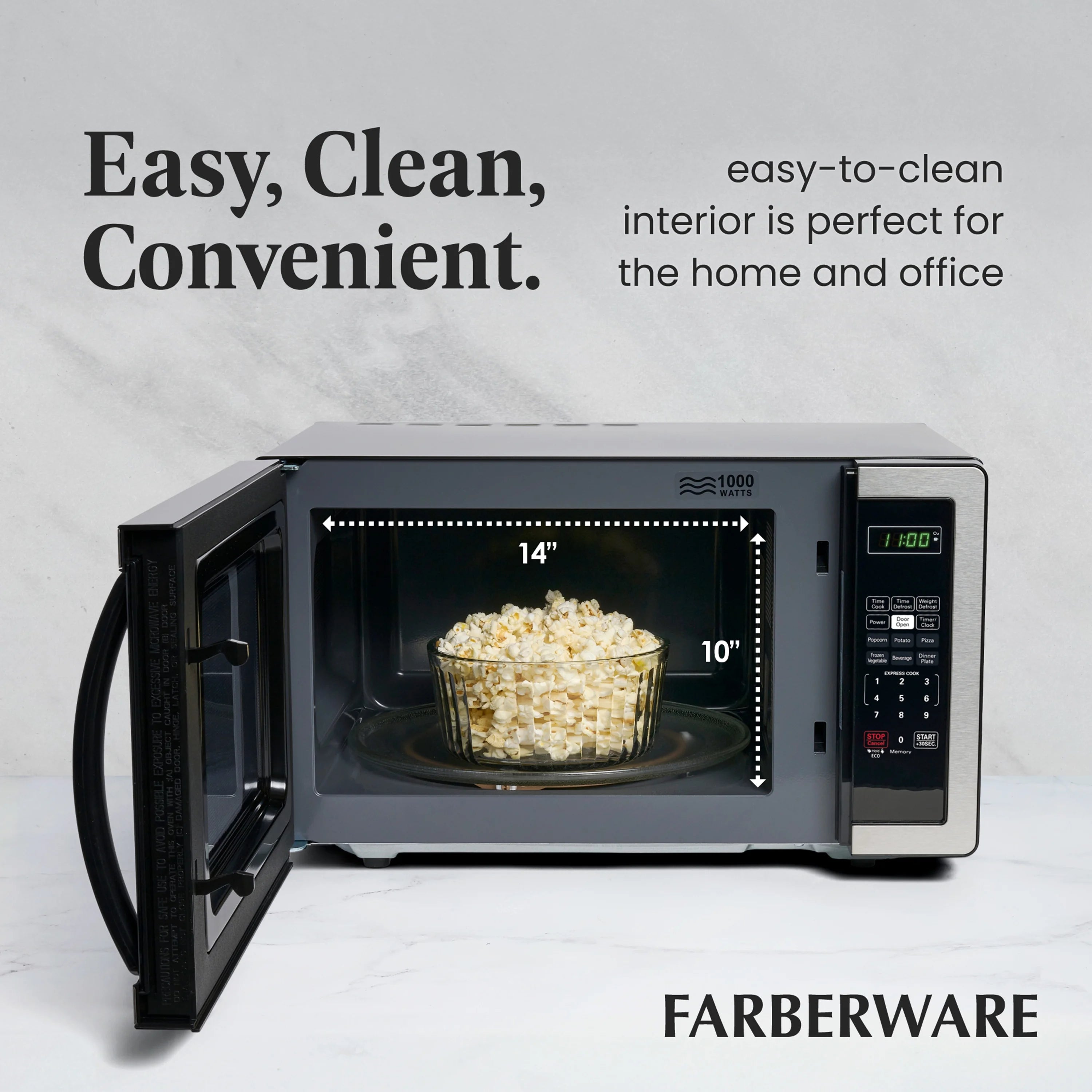 2026 New Farberware 1.1 Cu. Ft. 1000-Watt Compact Microwave Oven, Black - Image 23