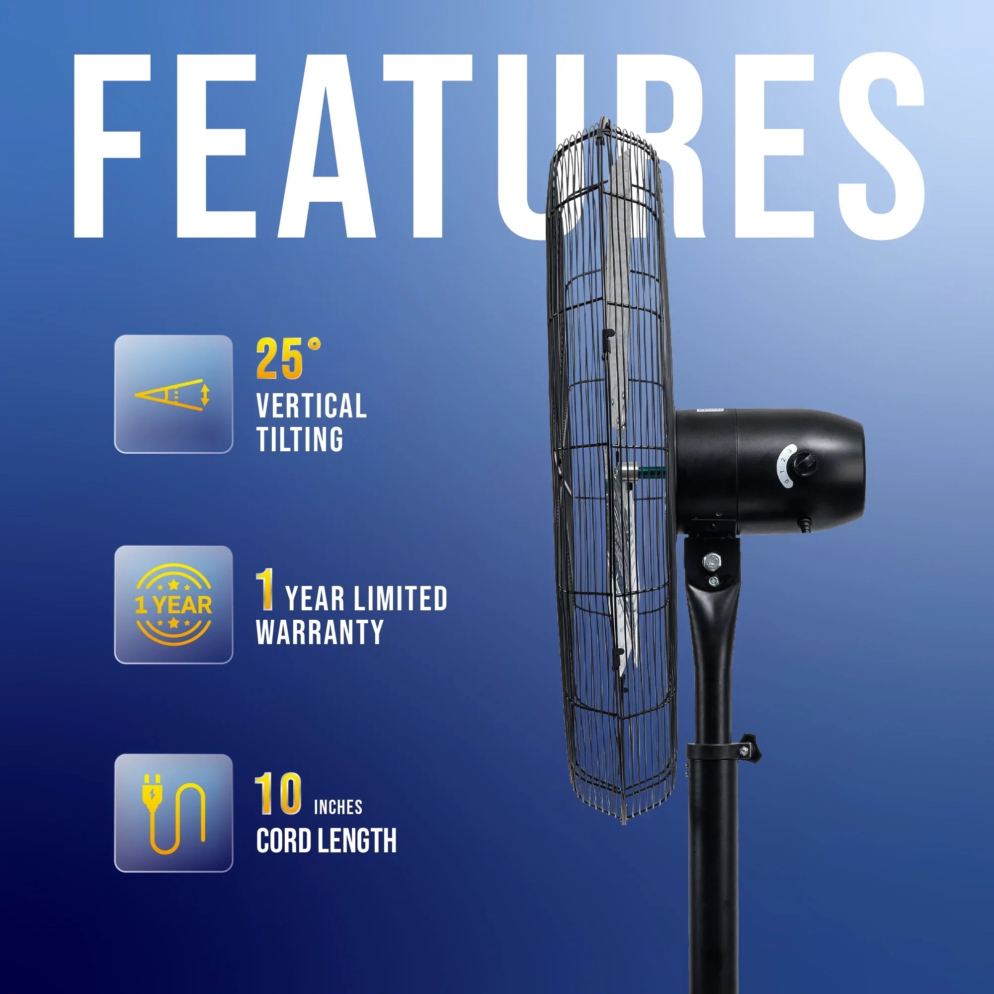2026 New Tornado - 20 Inch High Velocity Metal Oscillating Pedestal Fan - Commercial, Industrial Use Water-Resistant - Image 37