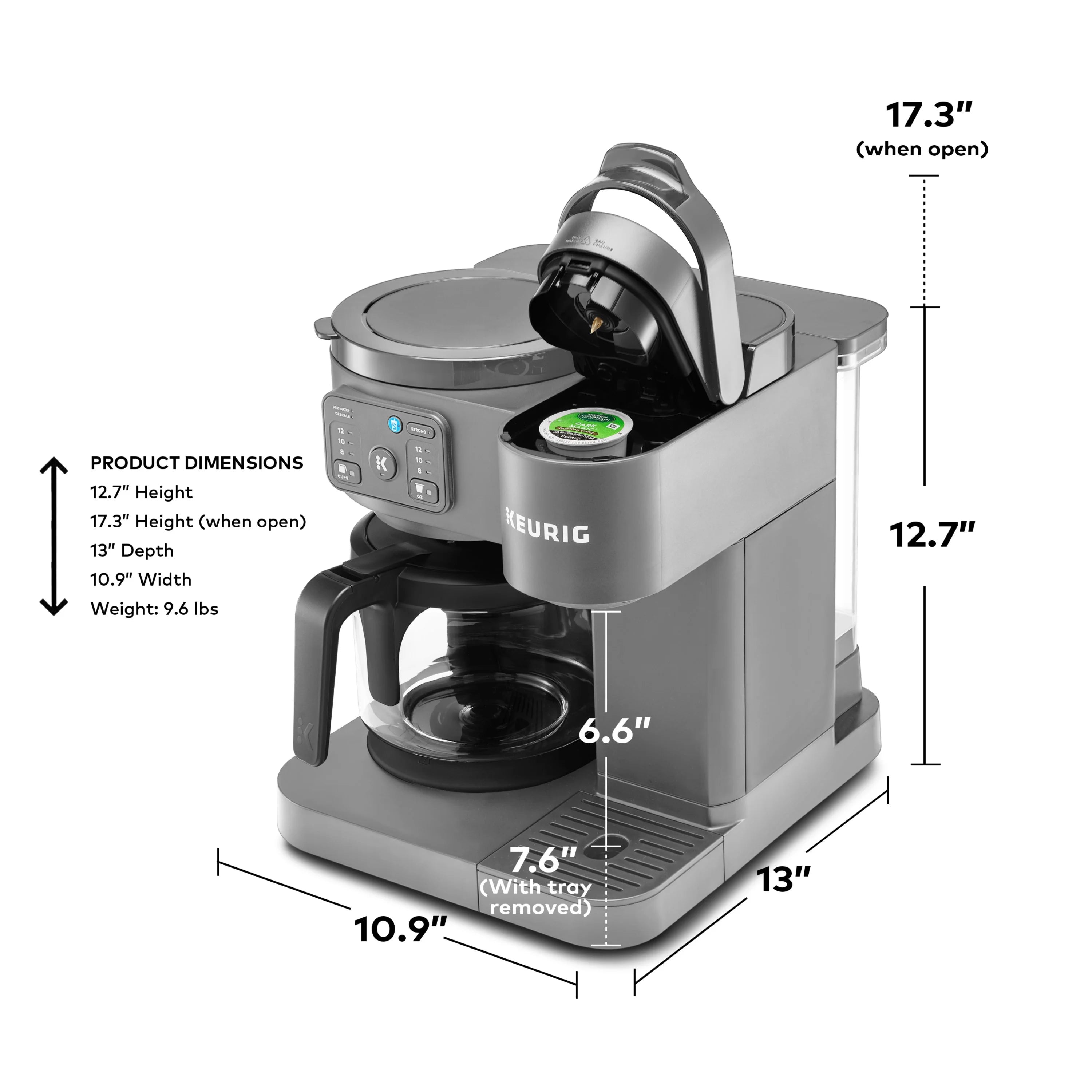 2026 New Keurig K-Duo Essentials, Hot & Iced Single-Serve K-Cup Pod Coffee Maker & Carafe, Moonlight Grey - Image 7