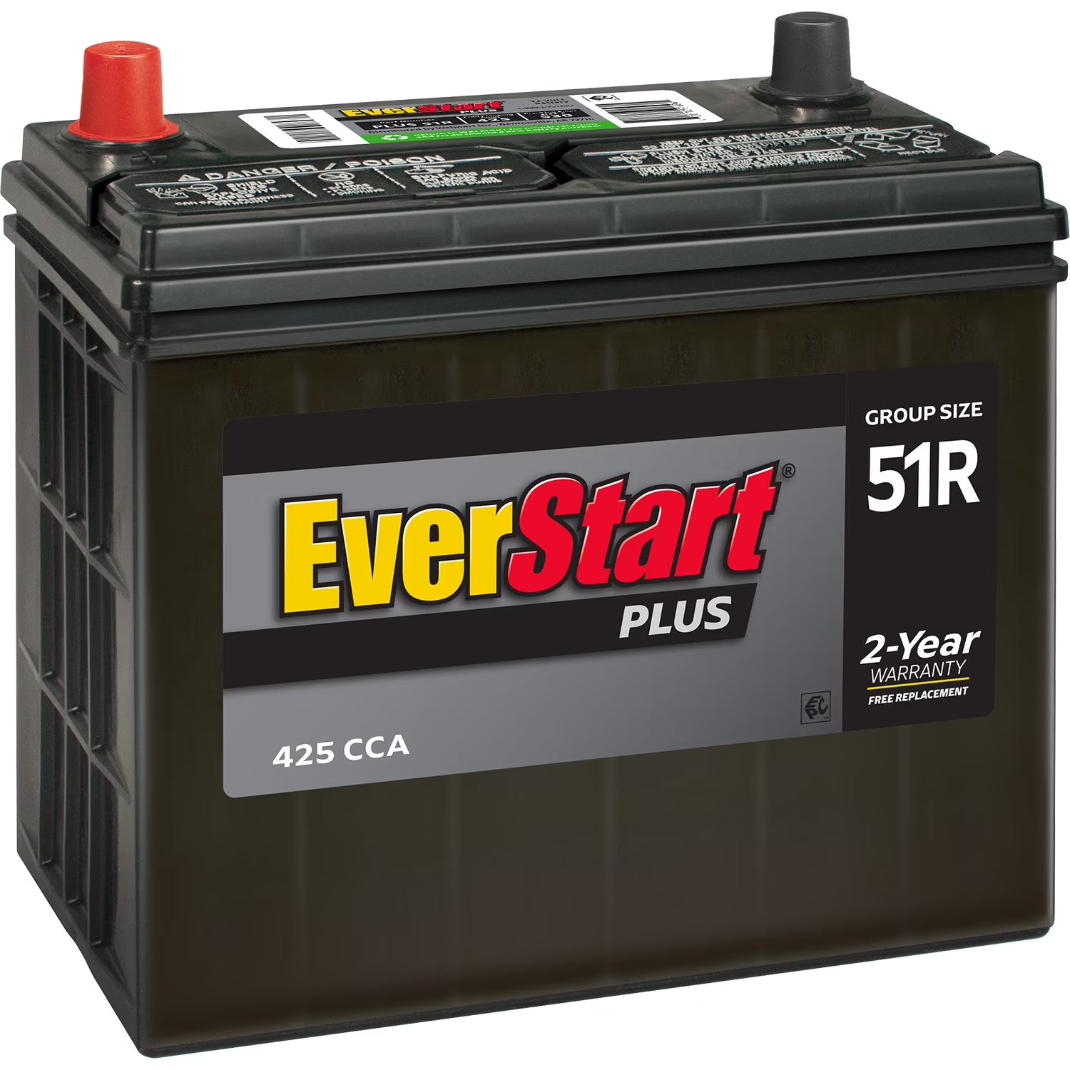 2026 New EverStart Plus Lead Acid Automotive Battery, Group Size 51R 12 Volt, 425 CCA