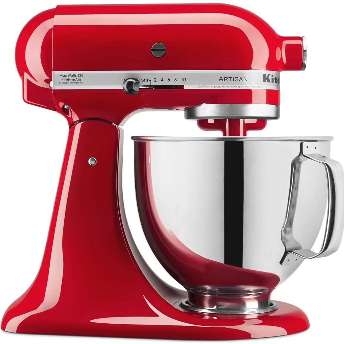 2026 New KitchenAid Artisan Series Tilt Head 5 qt Stand Mixer, Passion Red with Flat Beater, Dough Hook, Whip