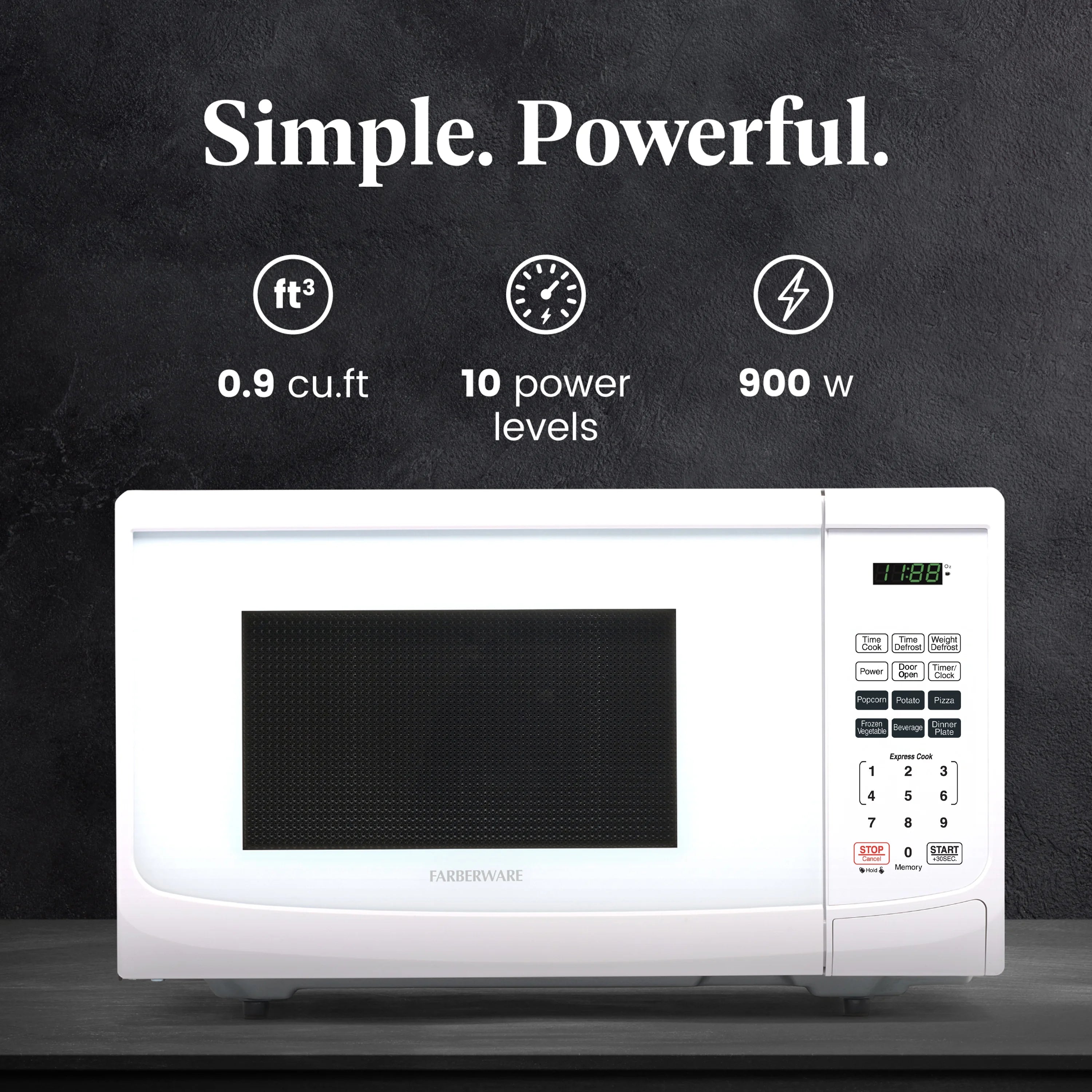 2026 New Farberware Classic 0.9 Cu. Ft 900-Watt Microwave Oven, Stainless Steel - Image 18