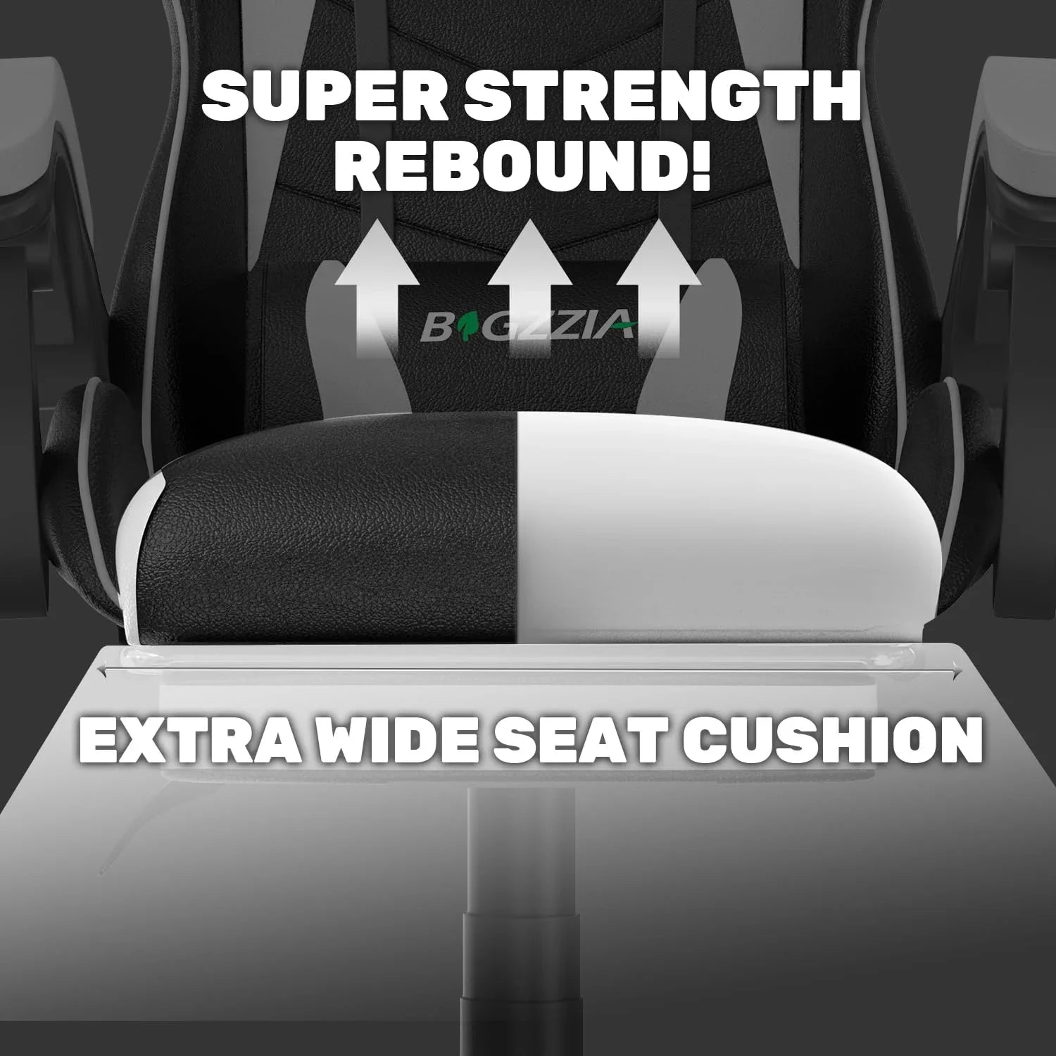 2026 New Bigzzia Gaming Chair Office Chair, Ergonomic Game Chair with Height Adjustable Headrest and Lumbar Support for Adults Teens, Black & White - Image 23