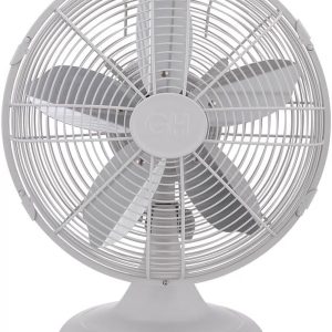 2026 New Good Housekeeping Retro All-Metal Table Fan (92618) with 3 Speed Settings, Wide Oscillation, and Carrying Handle"