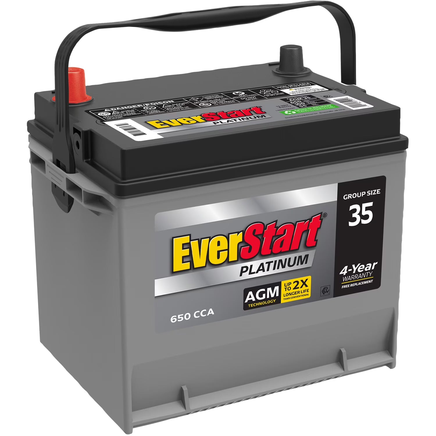 2026 New EverStart Platinum BOXED AGM Automotive Battery, Group Size 35 12 Volt, 650 CCA 100RC