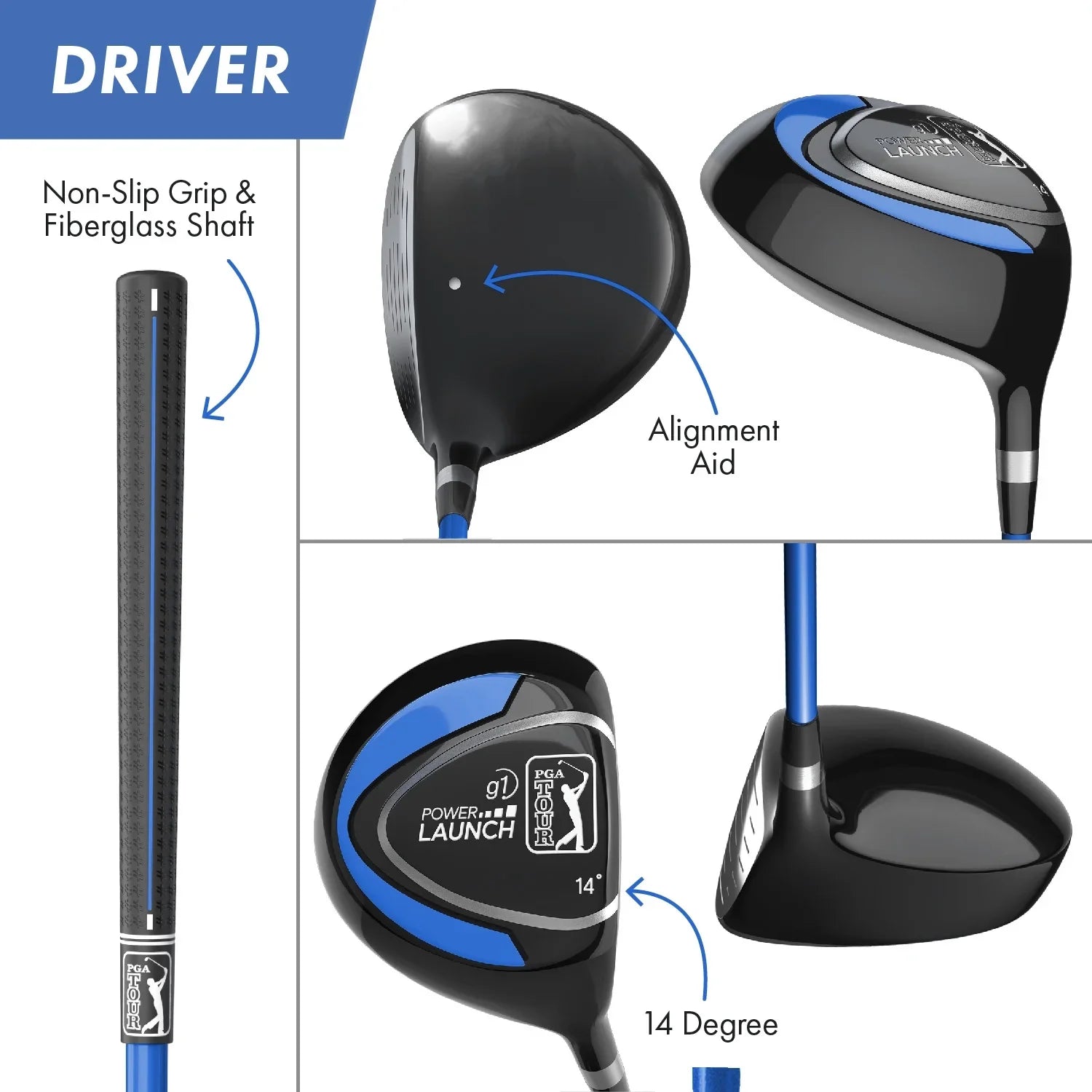 2026 New PGA Tour Right-Handed 10 Piece Kids Golf Club Stand Bag Set; Player Height 4'8 - 5'2", Ages 8-12 - Image 5