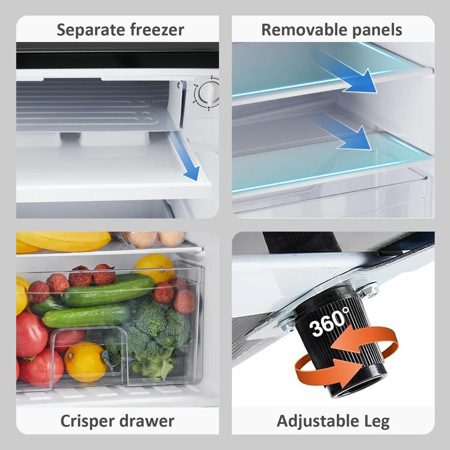2026 New Beddle Mini Fridge with Freezer 3.2 Cu.ft Small Refrigerator for Dorm Bedroom, Compact Refrigerators Single Door Adjustable Thermostat Low Noise,Silver - Image 4