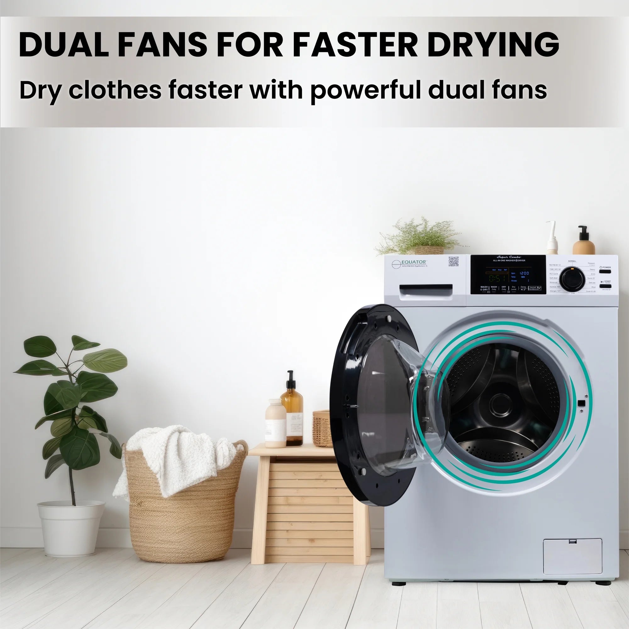 2026 New Equator Combination Washer Dryer Ventless/Vented Pet cycle 1.62cf/15lbs 110V with Adjustable legs - Image 17