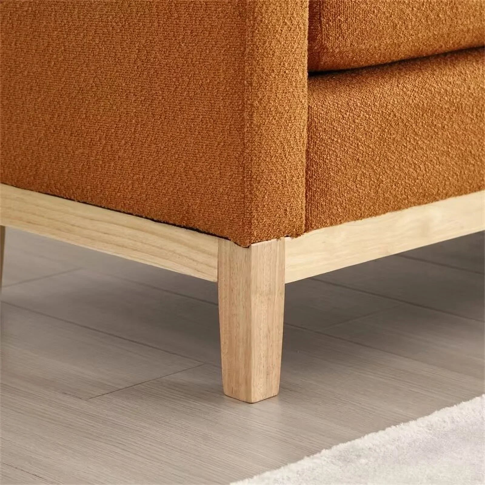 2026 New End of Bed Bench, 53.5" Boucle Fabric Upholstered Entryway Bench with Wood Legs & Bolster Pillows, Rolled Arm Cushioned Ottoman Foot Rest Long Stool Window Extra Seating for Bedroom, Ivory - Image 31