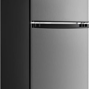 2026 New Upstreman 3.1 Cu.Ft Mini Fridge with Freezer, Double Door Small Fridge, Dorm Essentials, Adjustable Thermostat, Energy Saving, Mini Refrigerator for Office, Dorm,Bedroom, Stainless