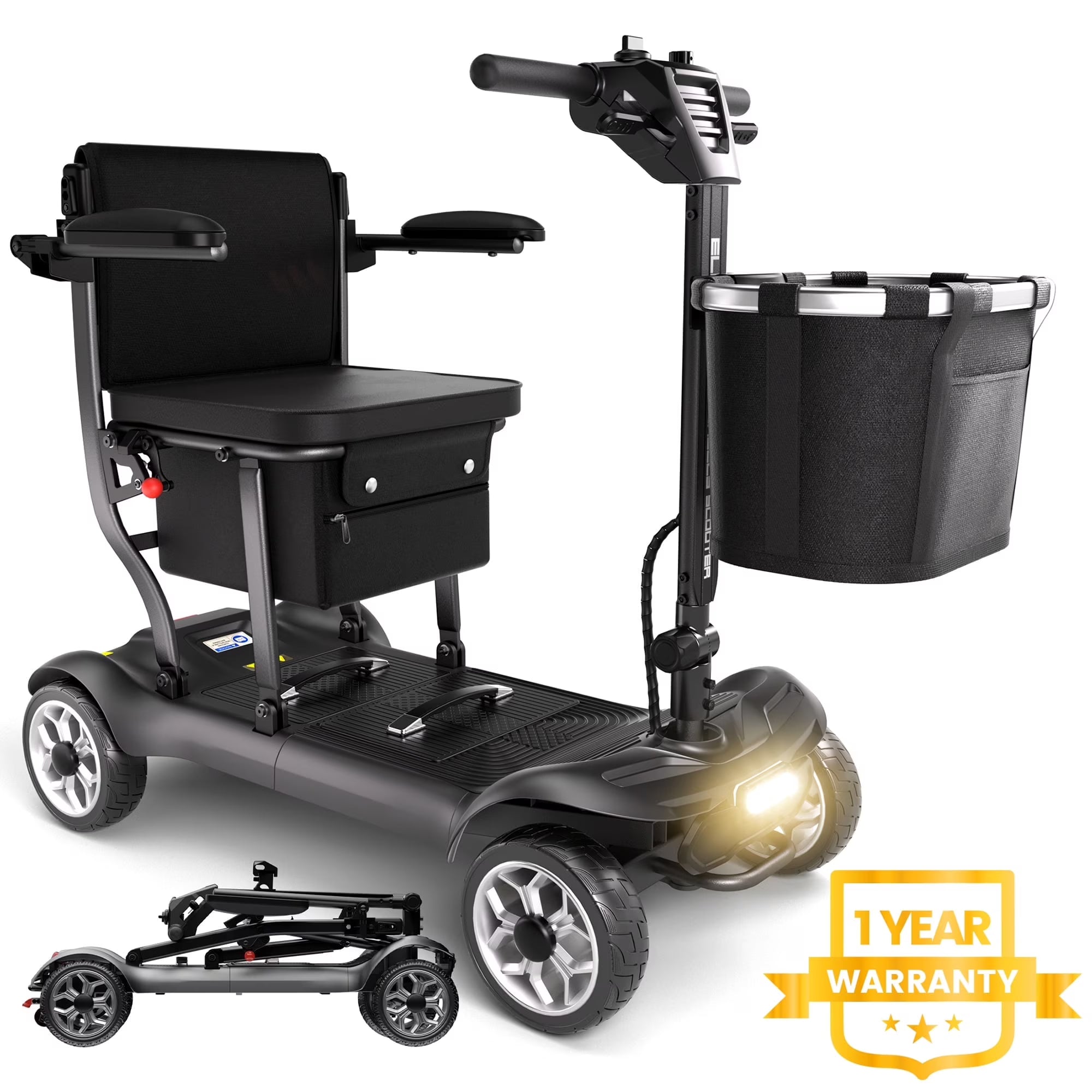 2026 New EAGLOG Light Weight 4 Wheels Mobility Scooter for Seniors, Electric Folding Wheelchair Device for Travel, Black