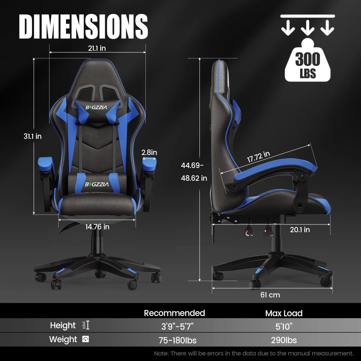 2026 New Bigzzia Gaming Chair Office Chair, Ergonomic Game Chair with Height Adjustable Headrest and Lumbar Support for Adults Teens, Black & White - Image 70