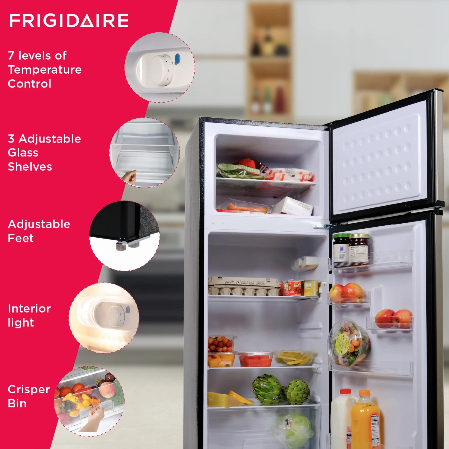 2026 New Frigidaire, 7.5 Cu. ft. Top Mount Retro Refrigerator, Black