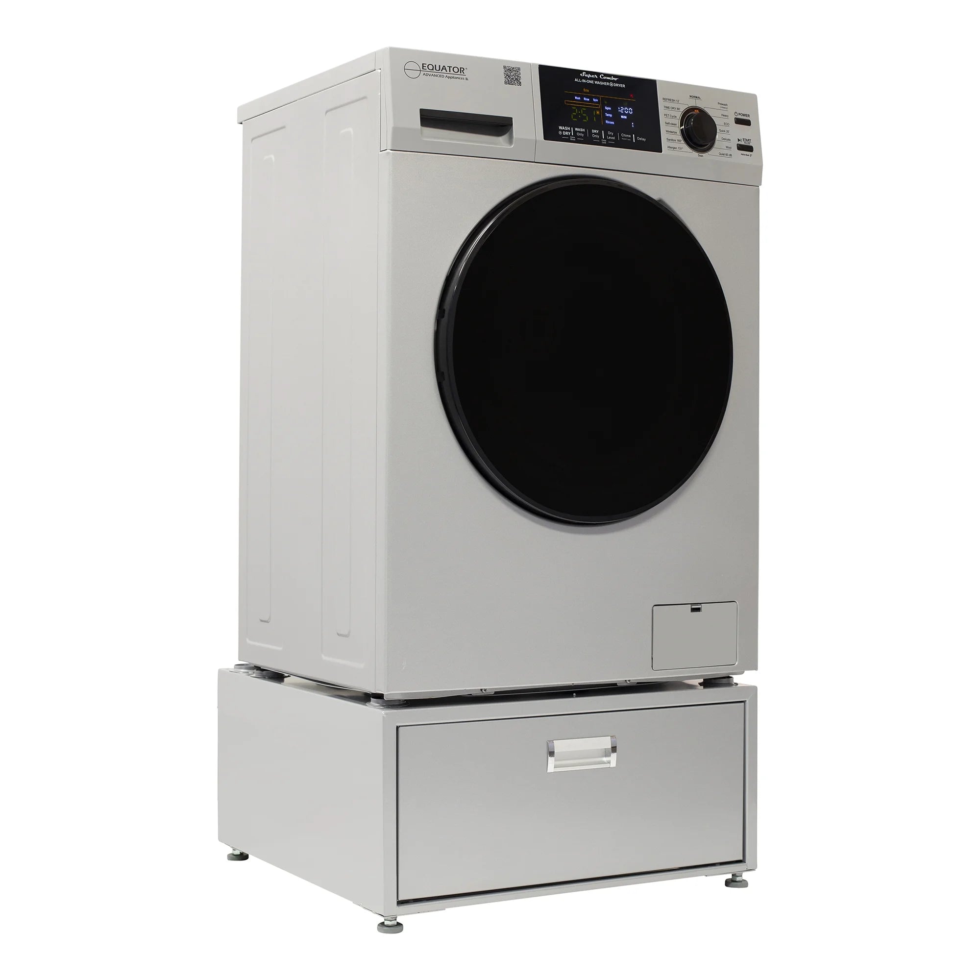 2026 New Equator All-in-One Washer Dryer VENTED-DRY 30% FASTER than Condense 15lb 110V with pedestal, Adjustable legs and Sanitize Cycle - Image 7