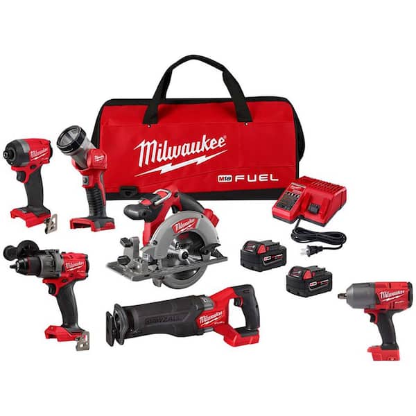2026 New M18 FUEL 18-Volt Lithium-Ion Brushless Cordless Combo Kit (5-Tool) with 1/2 in. Impact Wrench with Friction Ring