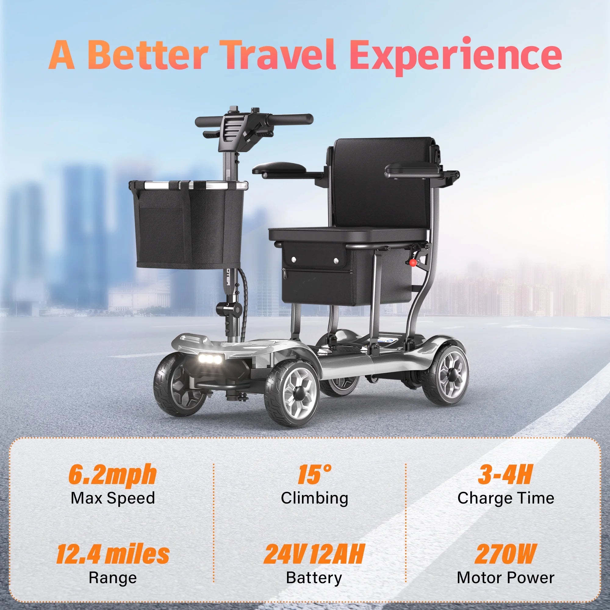 2026 New EAGLOG Light Weight 4 Wheels Mobility Scooter for Seniors, Electric Folding Wheelchair Device for Travel, Black - Image 15