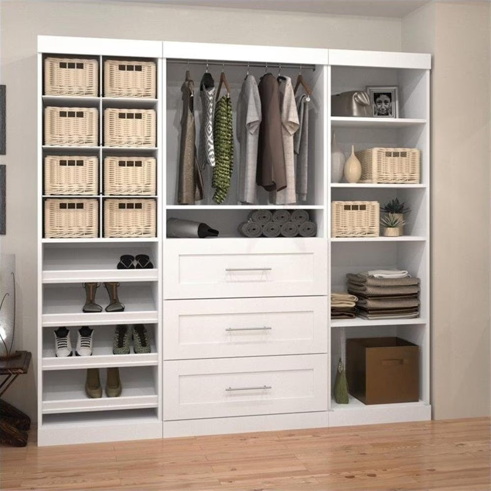 2026 New Bestar Pur 86W Closet Organizer System in White - Engineered Wood