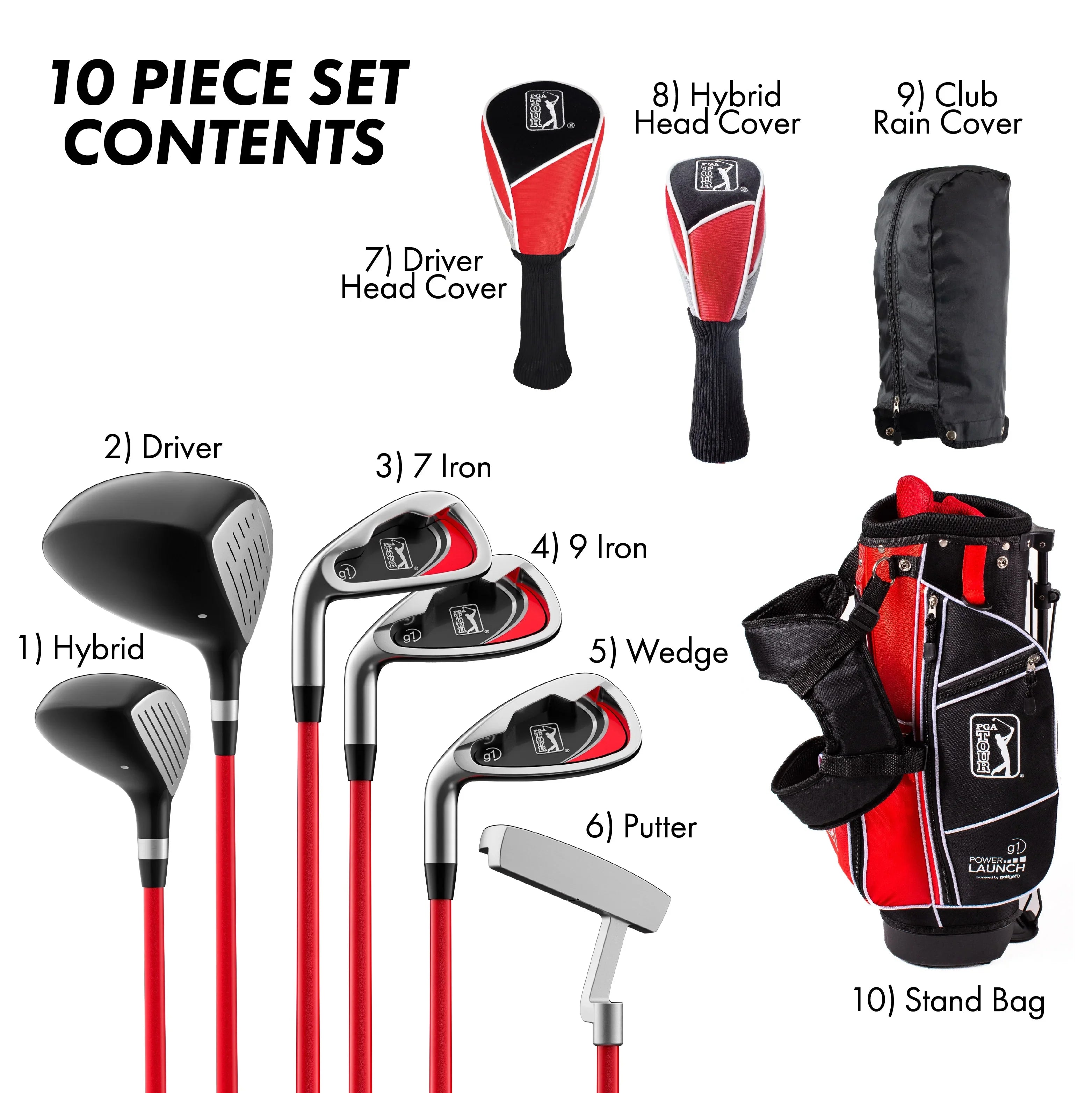 2026 New PGA Tour Right-Handed 10 Piece Kids Golf Club Stand Bag Set; Player Height 4'8 - 5'2", Ages 8-12 - Image 30
