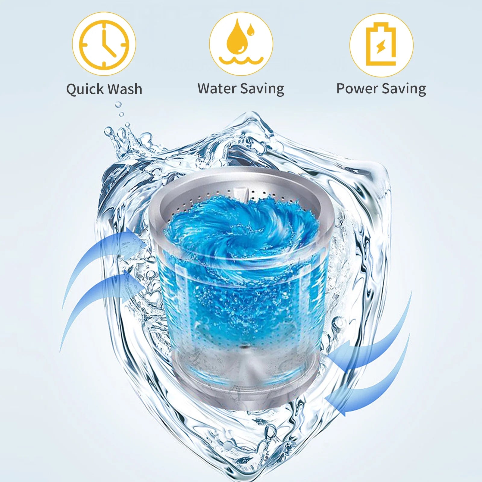 2026 New BAYUELSWU Portable Washing Machine 17.6lbs Full-Automatic Washing Machine, Apartment Washing Machine 10 programs 8 Water Level Selections with Led Display for Apartment, Home, Dorm, RV - Image 6